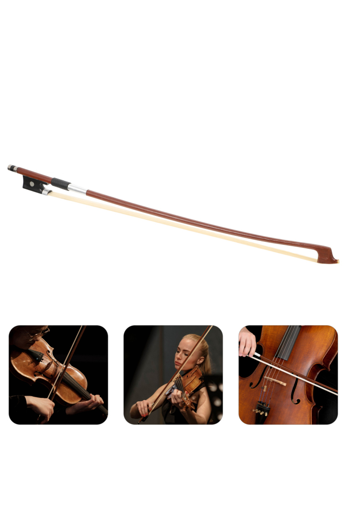 Depox-IdeallStore® Violin Bow, One Sound, Wood, Synthetic Fibers, Brown 5