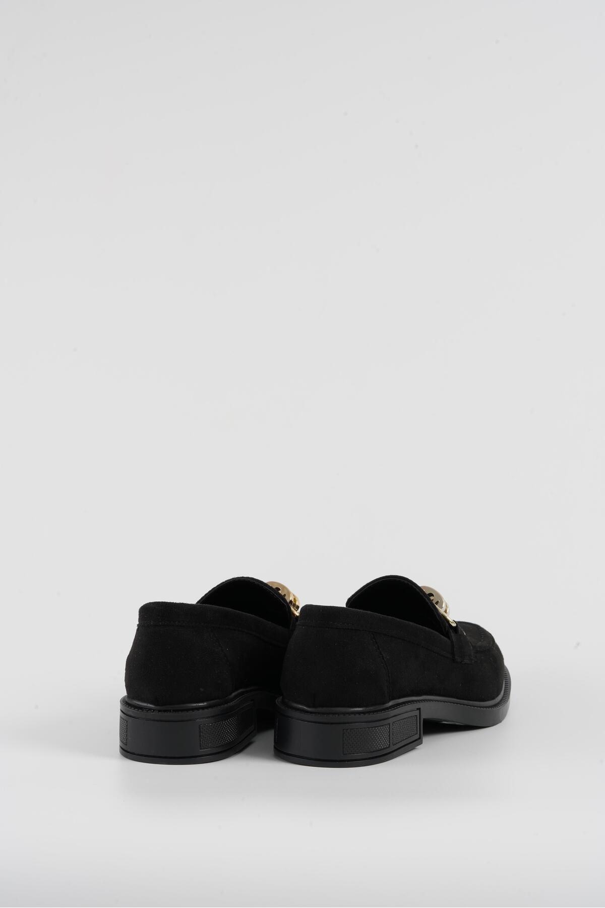Beyond-Women's Black Suede D Buckle Loafer 3cm Byndlfrk01 Moccasin Shoes 8
