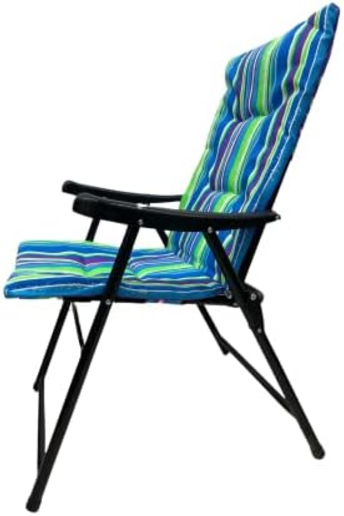 كرسي تخييم فاخر قابل للطي مع دعم للظهر وإطار معدني، مناسب للمساحات الخارجية، متعدد الاستخدامات