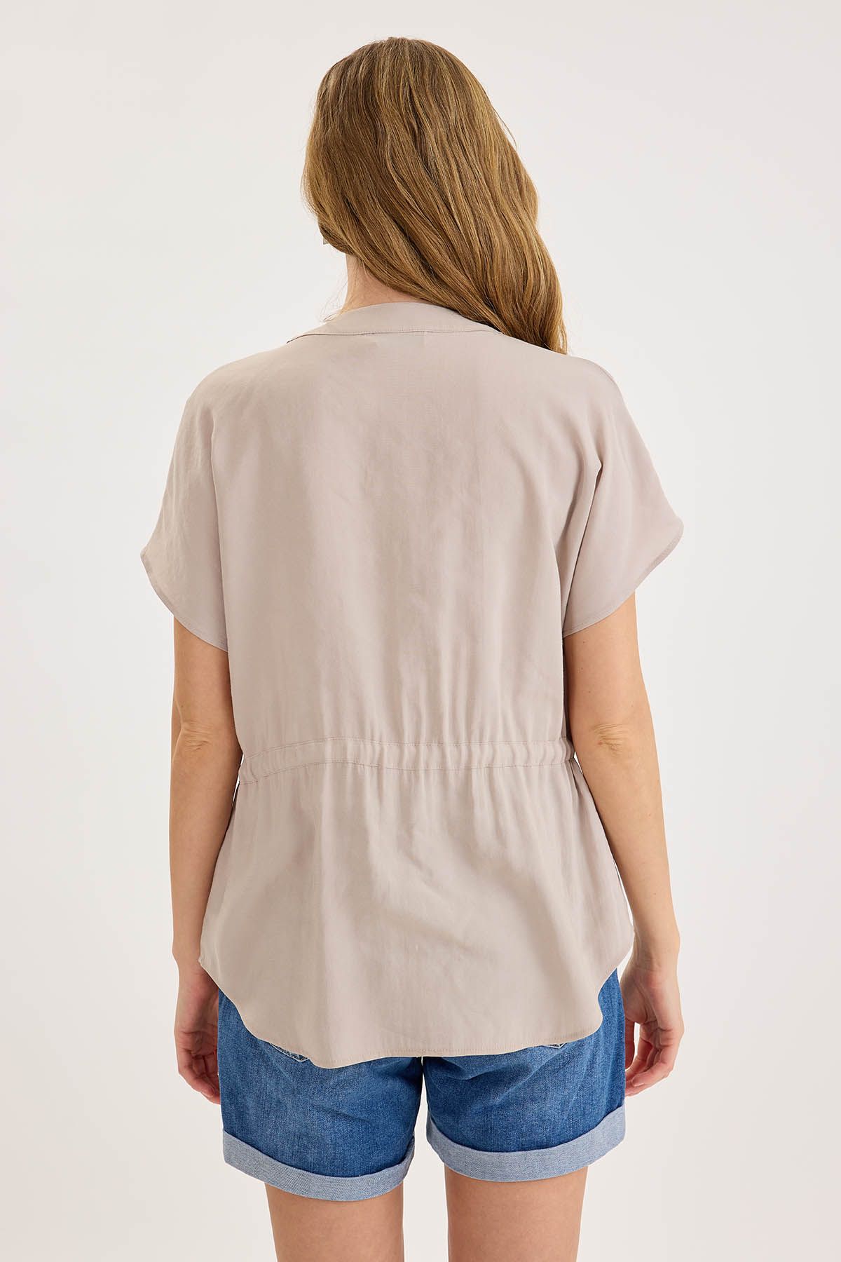 Vitrin-Modal Blouse with Shirred Waist and Buttons 5