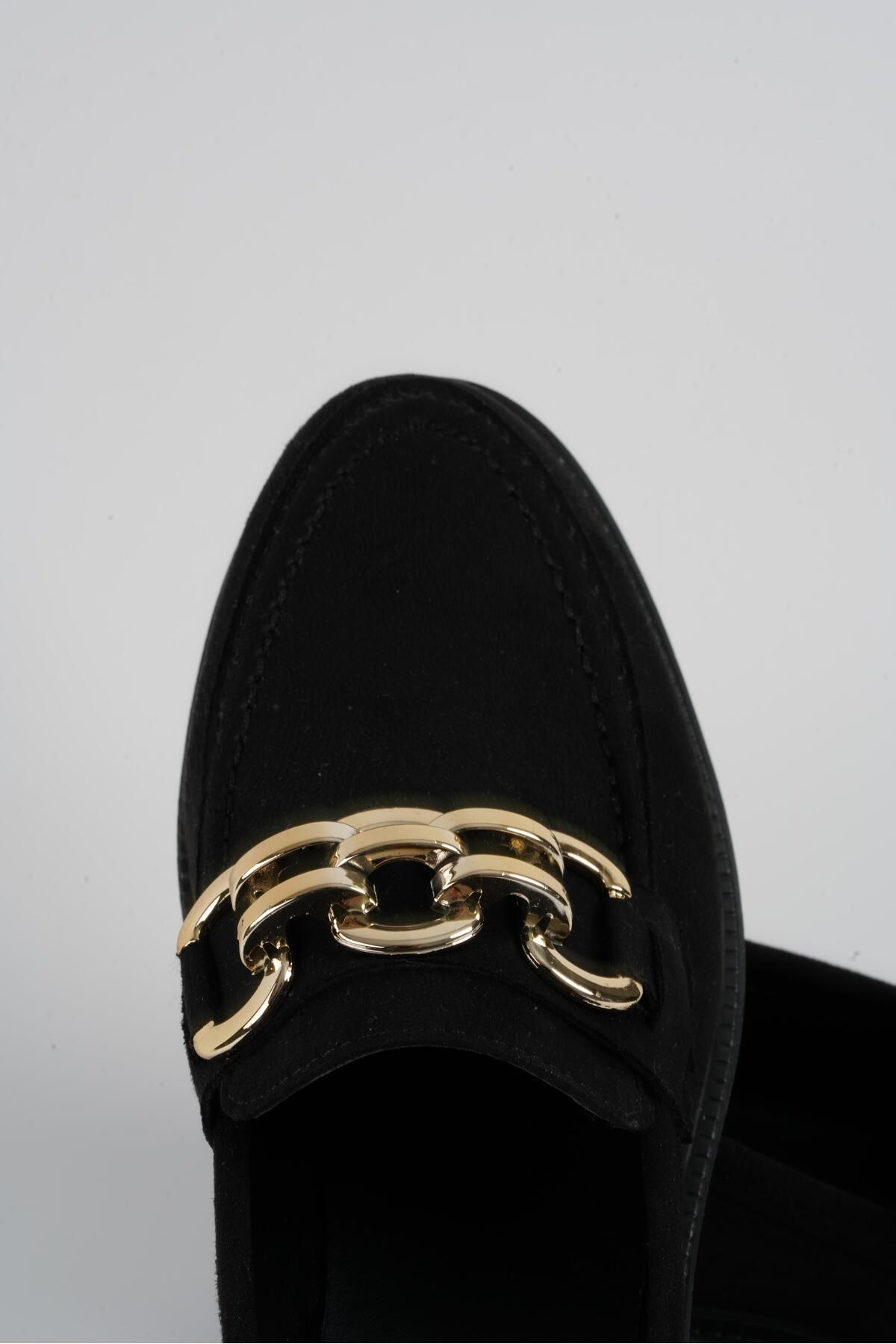 Beyond-Women's Black Suede D Buckle Loafer 3cm Byndlfrk01 Moccasin Shoes 7