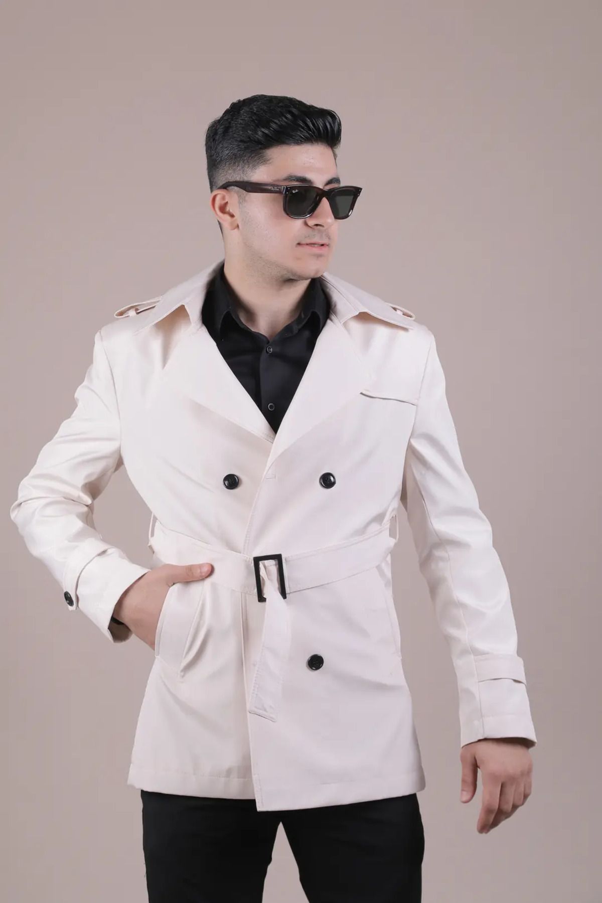 RIMAYS Slim Fit Kemer Detaylı Erkek Trençkot