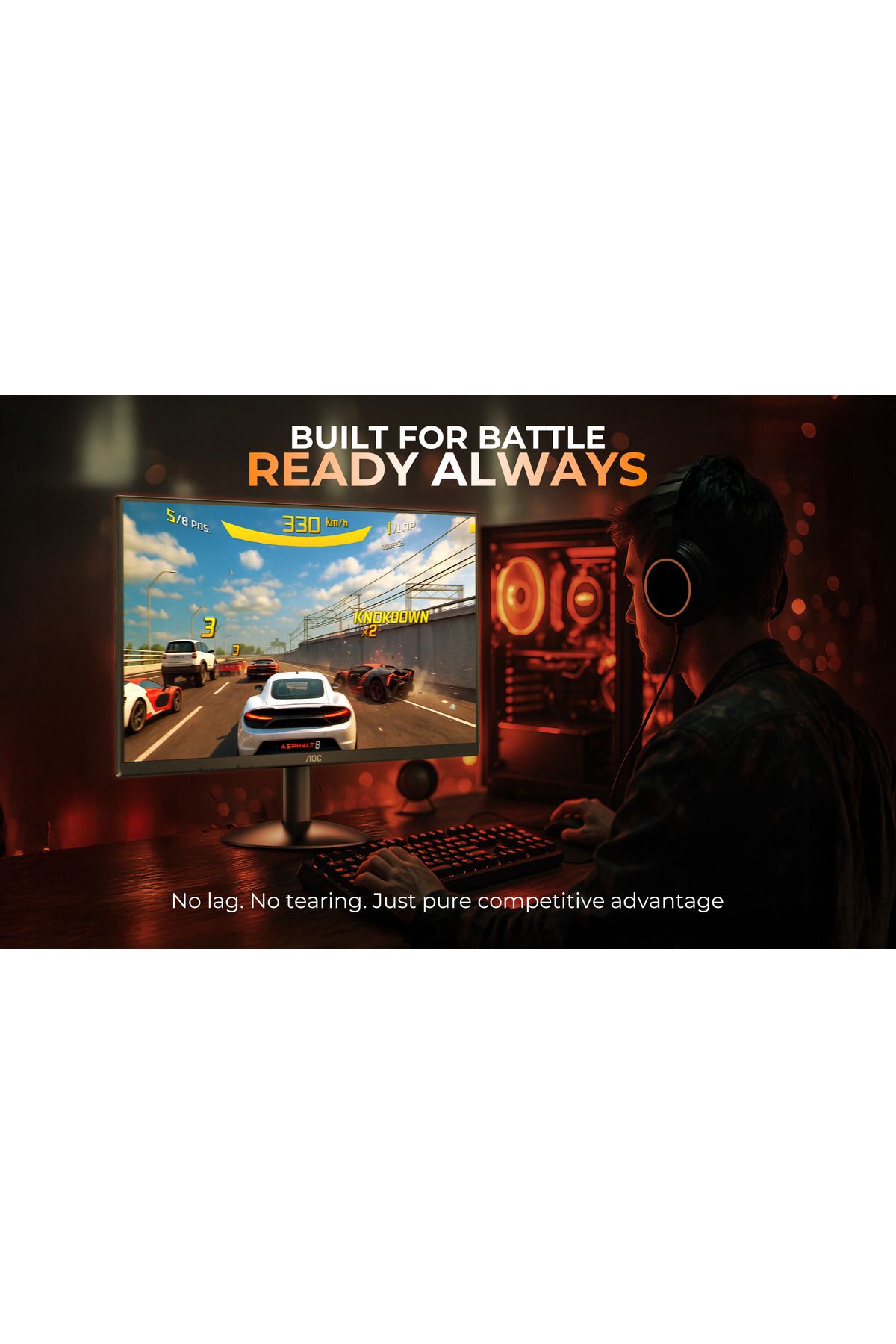 Aoc-22b30hm2 Gaming Monitor 22 Inch, Ips, Fhd 120hz, Hdmi, Height, Tilt & Pivot Adjust Stand, 2