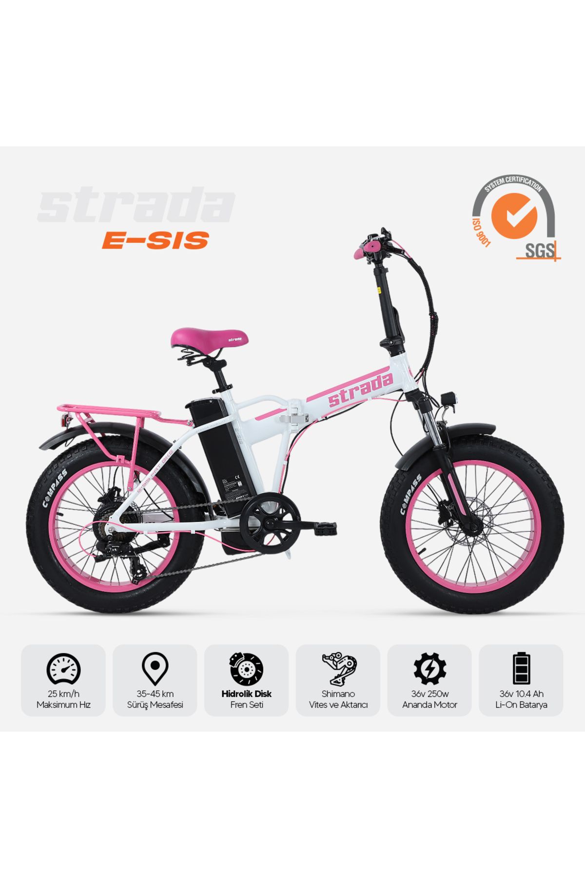 Stradacycles E-bro/e-sis 20 Jant Hidrolik Disk Katlanabilir Fat Bike Bisiklet