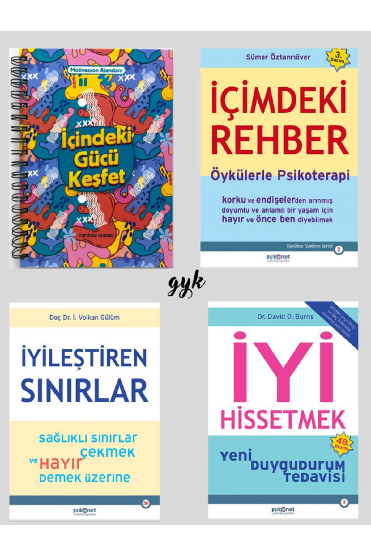 Psikonet Yayınları Motivasyon Ajandam-İçimdeki Rehber-İyileştiren Sınırlar-İyi Hissetmek 4'lü SET