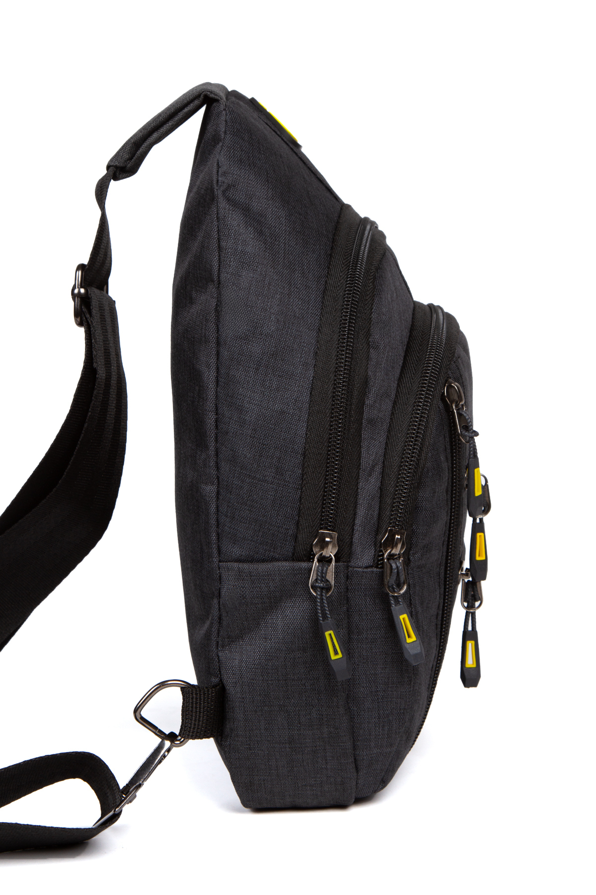 Newish Unisex Siyah Sarı Çok Bölmeli Kulaklı Ve Usb Çıkışlı, Askılı Çapraz Göğüs, Omuz Ve Bel Çantası görsel 3