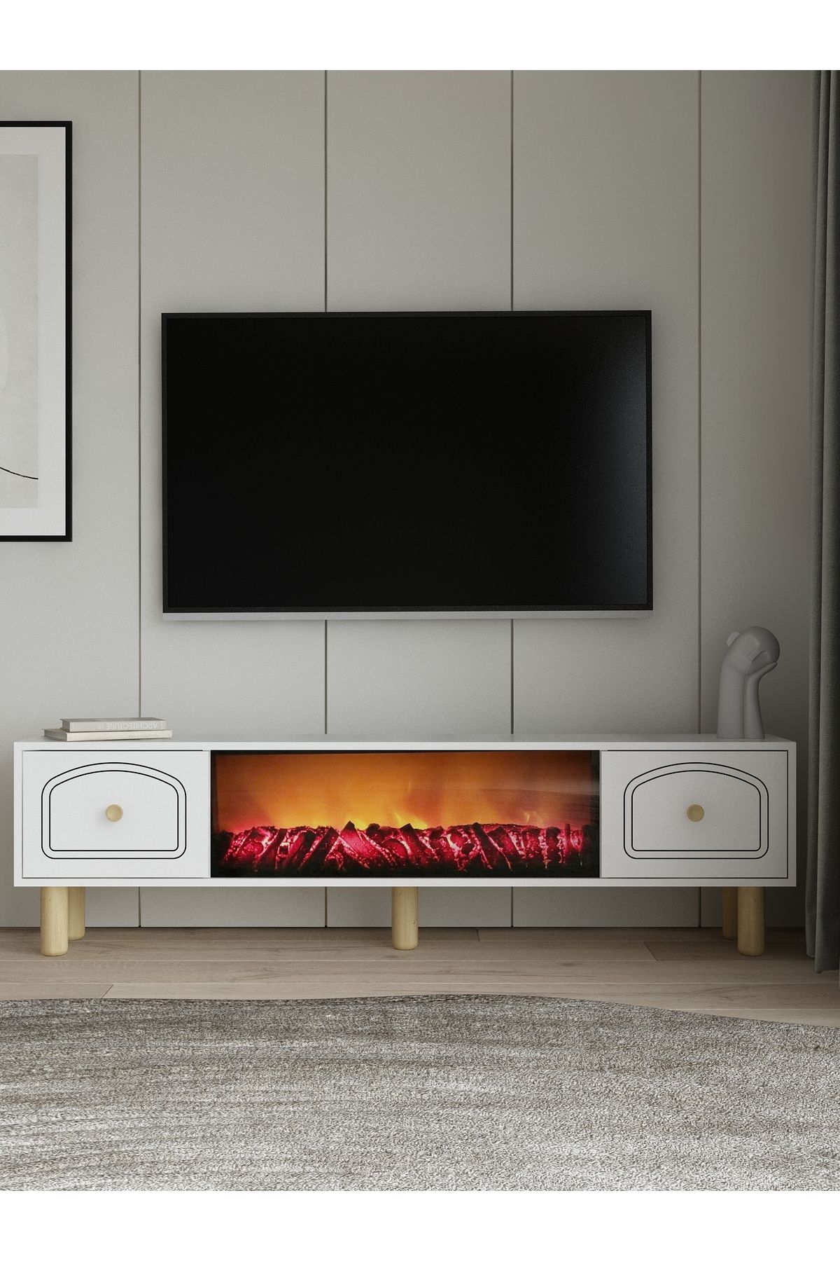 DEMONTE DECOR HAZALDD 180 CM BOHEM ŞÖMİNELİ (B) TV SEHPASI (TX180)