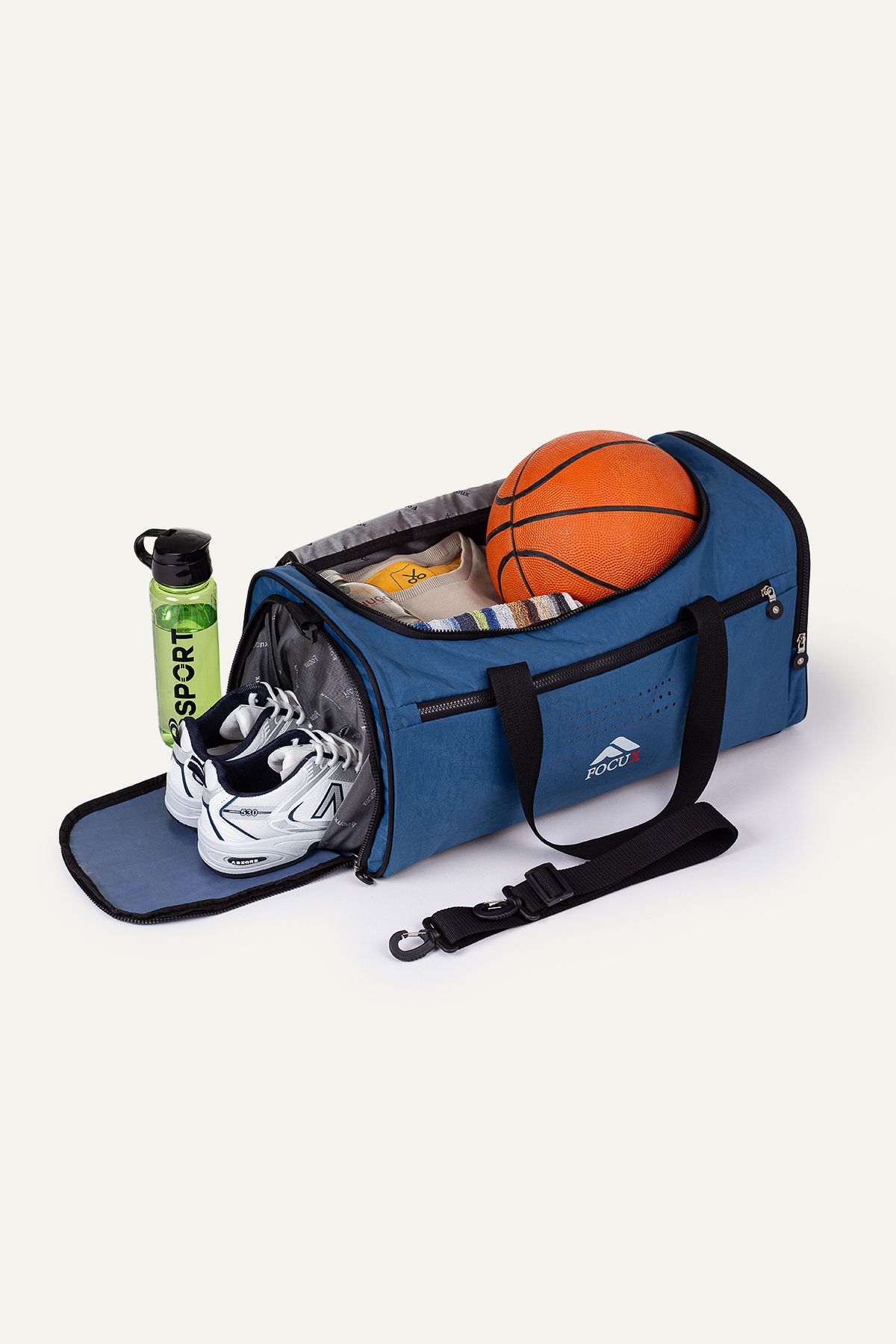 FOCUX Nil-08 SPOR ÇANTASI SEYAHAT ÇANTASI EL VALİZİ GYM SPOR SALONU AYAKKABI BÖLMELİ MAVİ