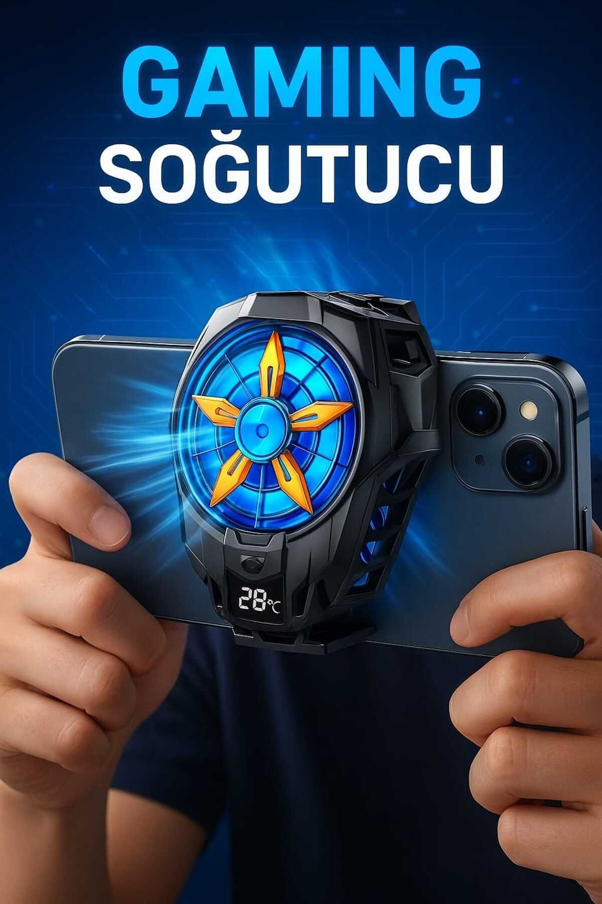 Zineets Derece Göstergeli Metal Soğutmalı Telefon Hızlı Soğutucu Radyatör Fan Tüm Telefonlara Uyumlu