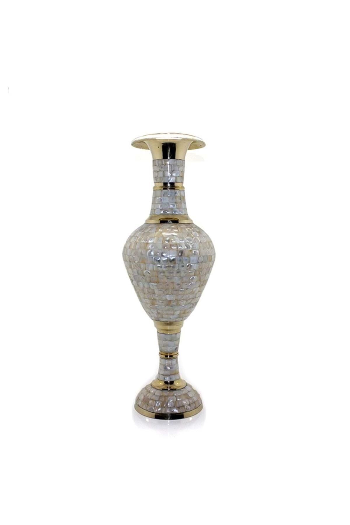 ROİSYA Pirinç Sedefli Vazo 35 Cm