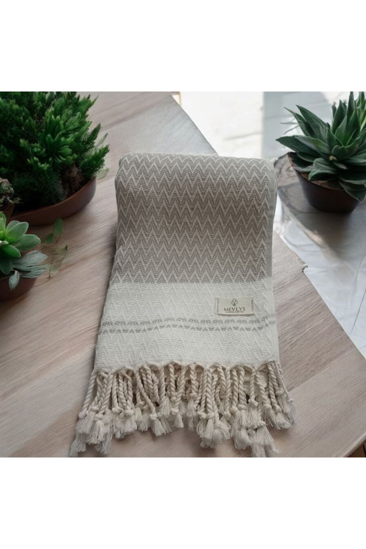 tulu tekstil Peştemal Plaj Havlusu 90*180 cm %100 Pamuklu Açık Kahverengi Renk