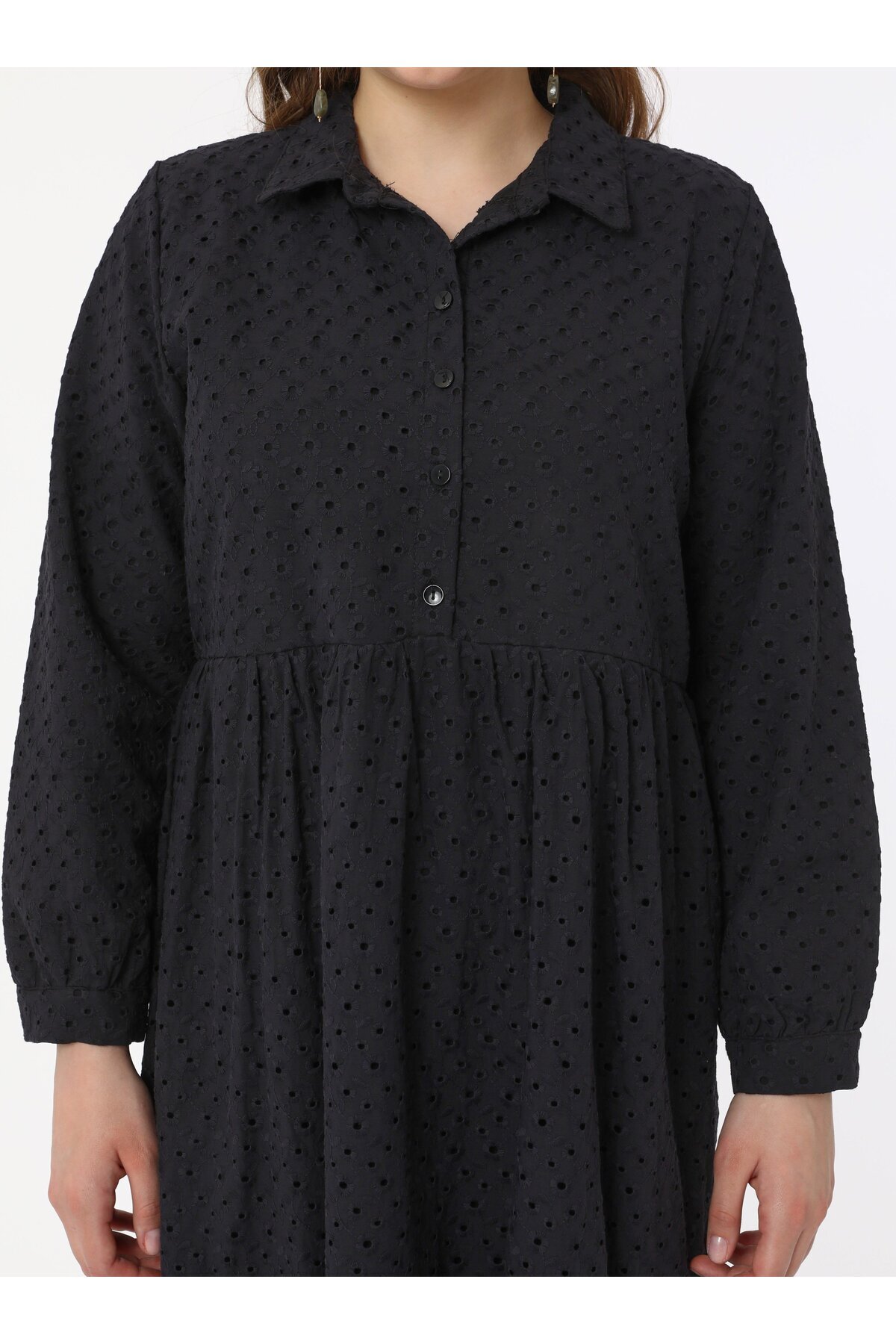 ALİA-Plus Size Embroidered Hijab Dress - Black - Alia 6