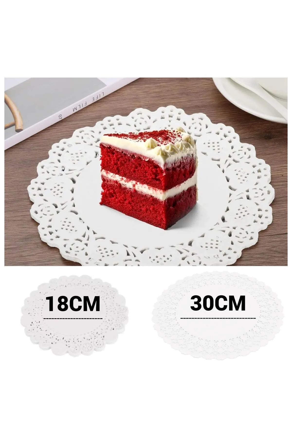 Parland 2'li 100'lü Çok Kullanışlı Dantel Desenli Pasta Kağıt Altlığı 18 Cm & 30 Cm