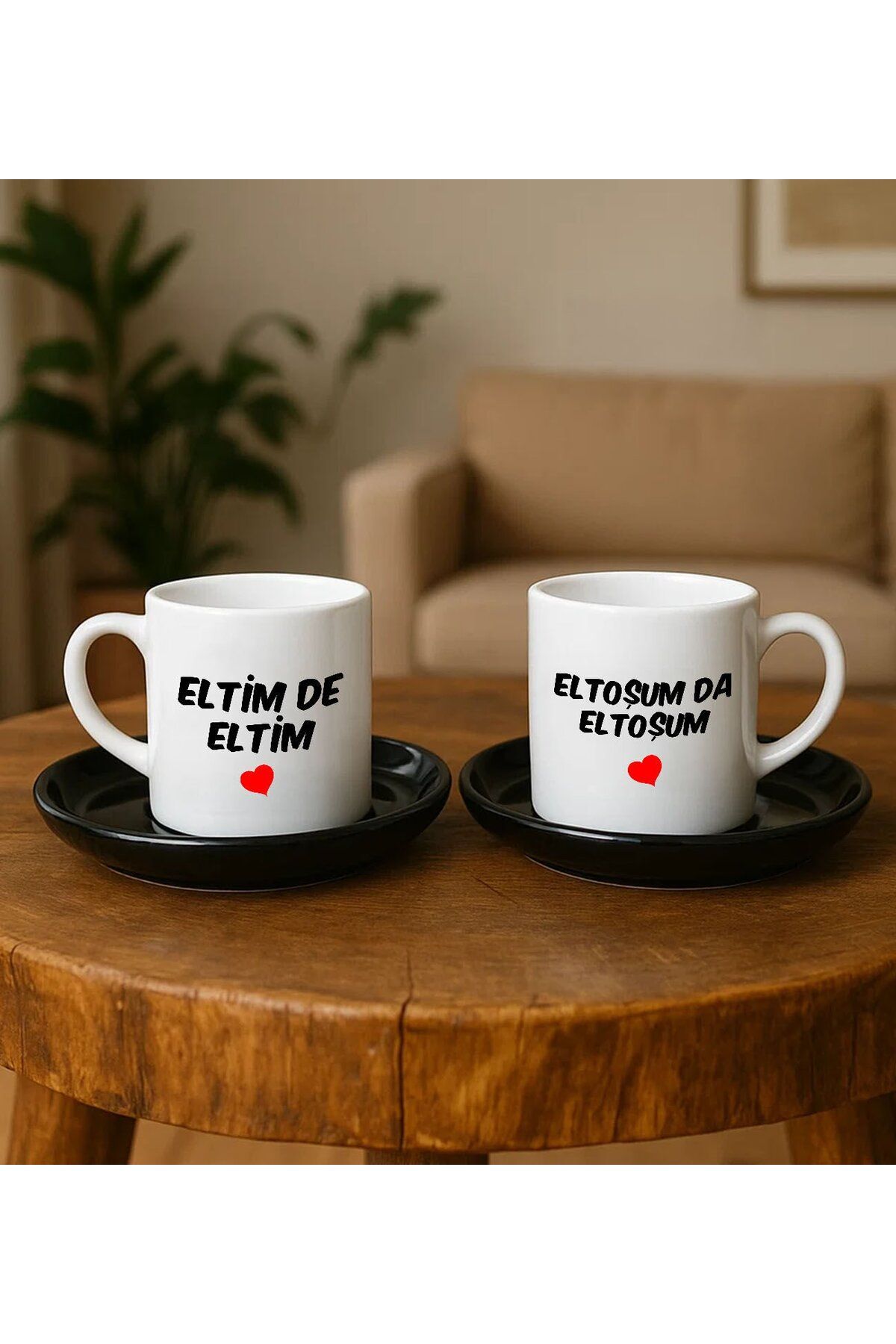 Bk Gift Kişiye Özel Eltim de ELTİM Tasarımlı 2'li Siyahı Türk Kahvesi Fincanı