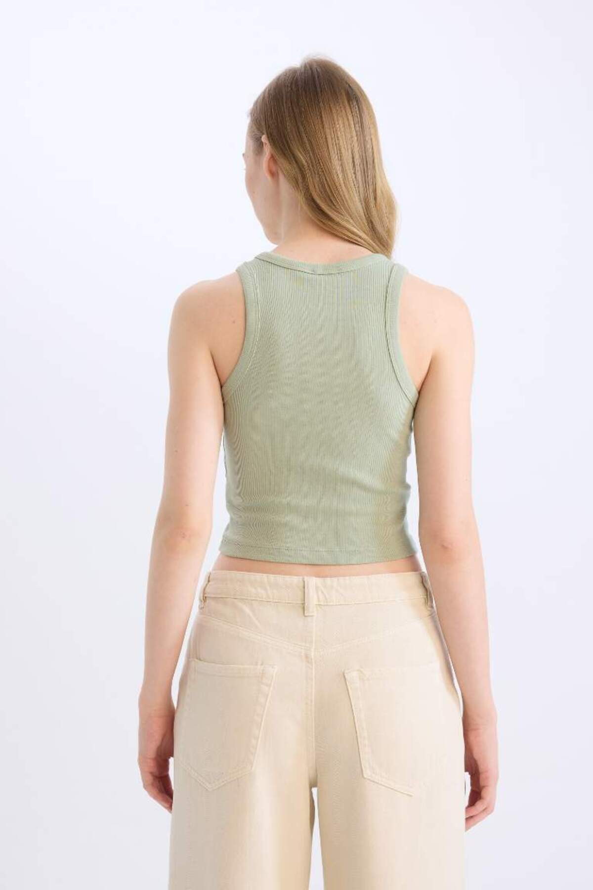 DeFacto Fıtted Halter Yaka Fitilli Kaşkorse Atlet U0357AZ25SM görsel 5