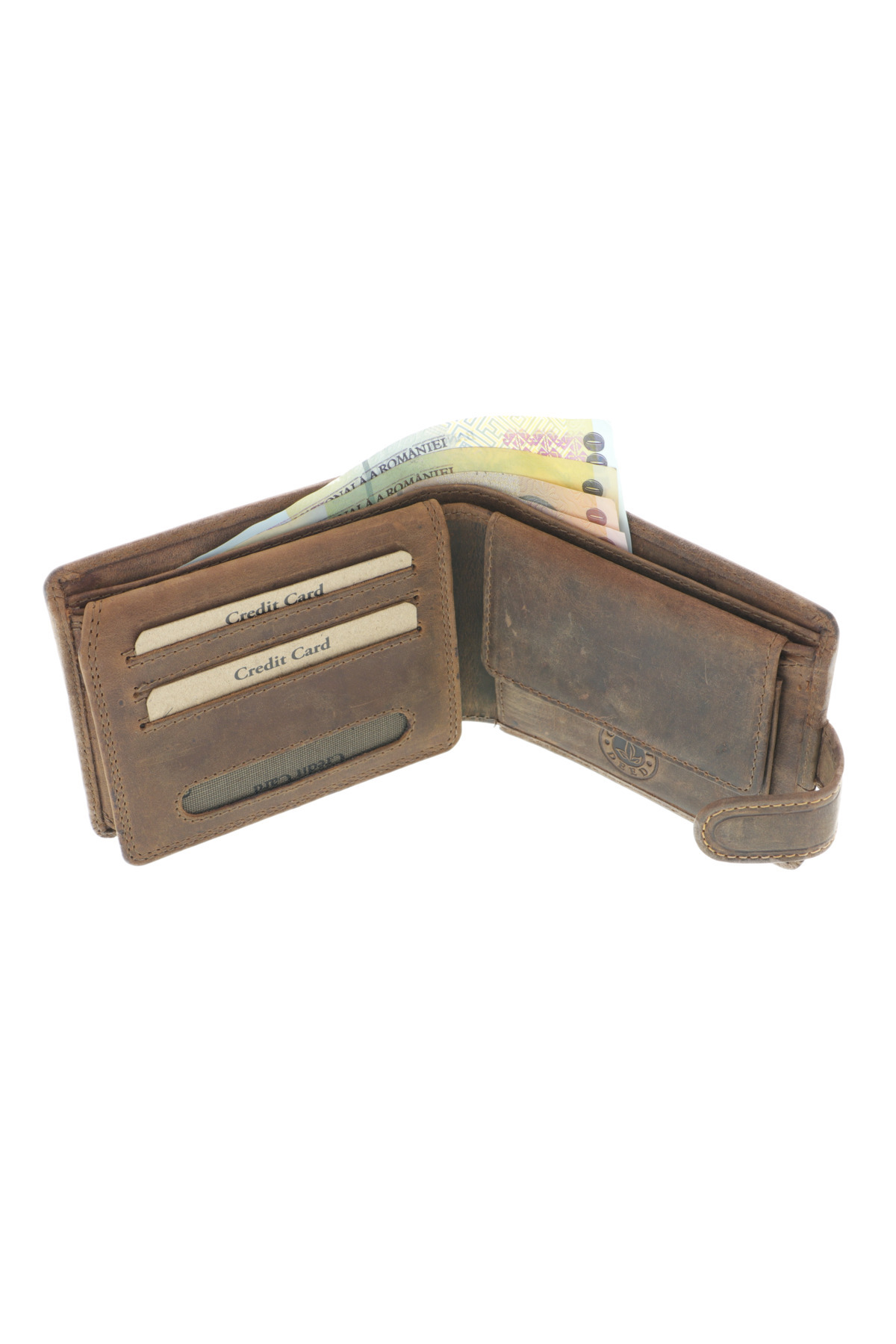 GiftExpress-Men's wallet, brown genuine leather with truck 7