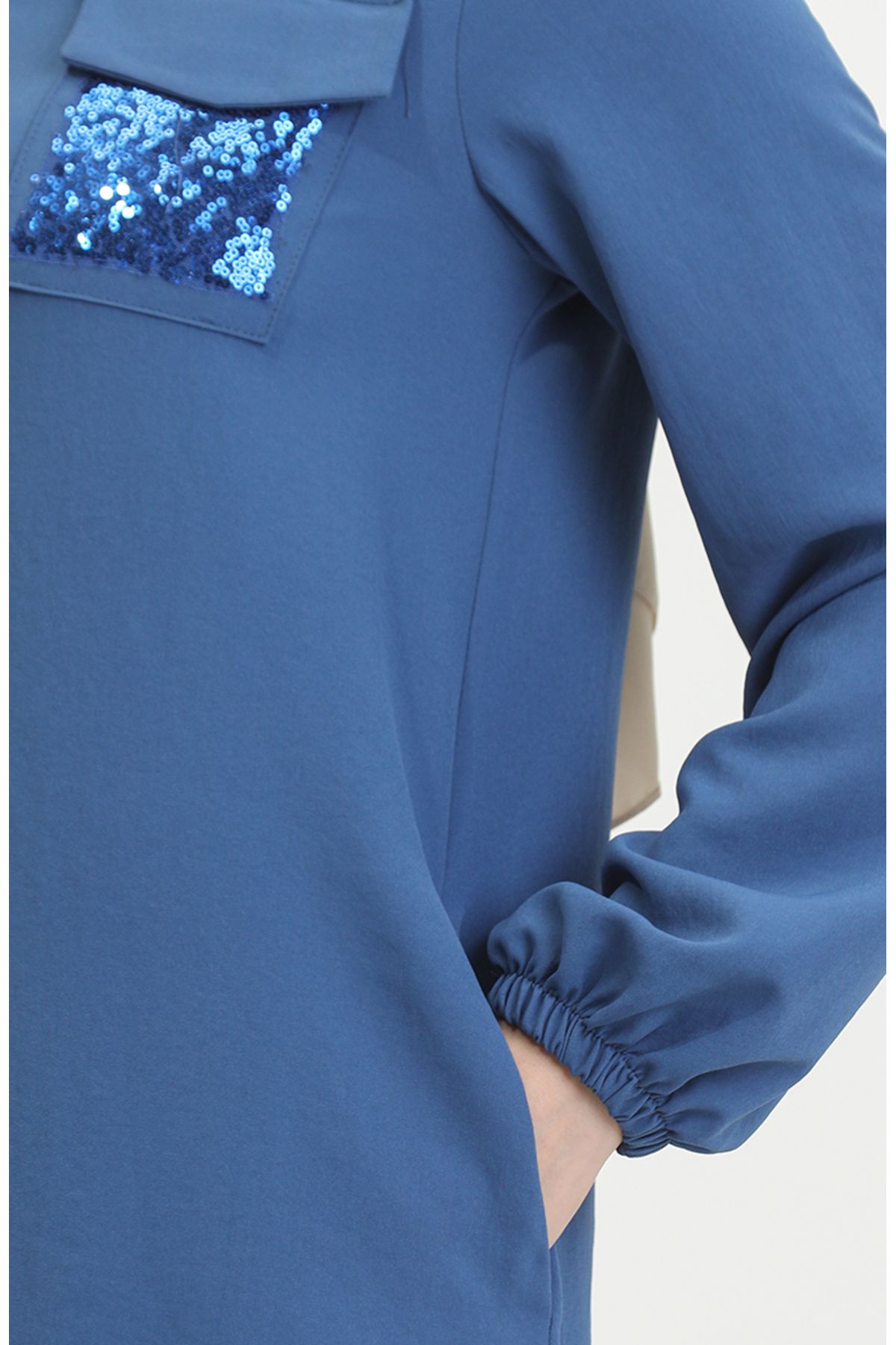 sefamerve-Indigo Cap - Sequined and Zippered, Model 1014-04 6