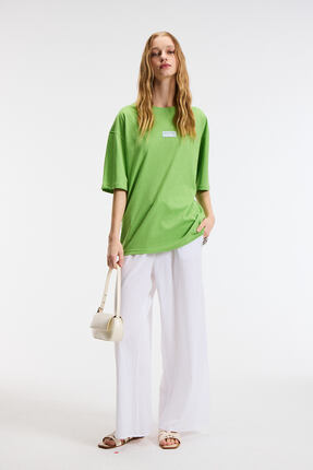 ETHIQUET ZEYLINA Kadın %100 Pamuk Baskılı Regular Fit Kısa Kollu Bisiklet Yak...