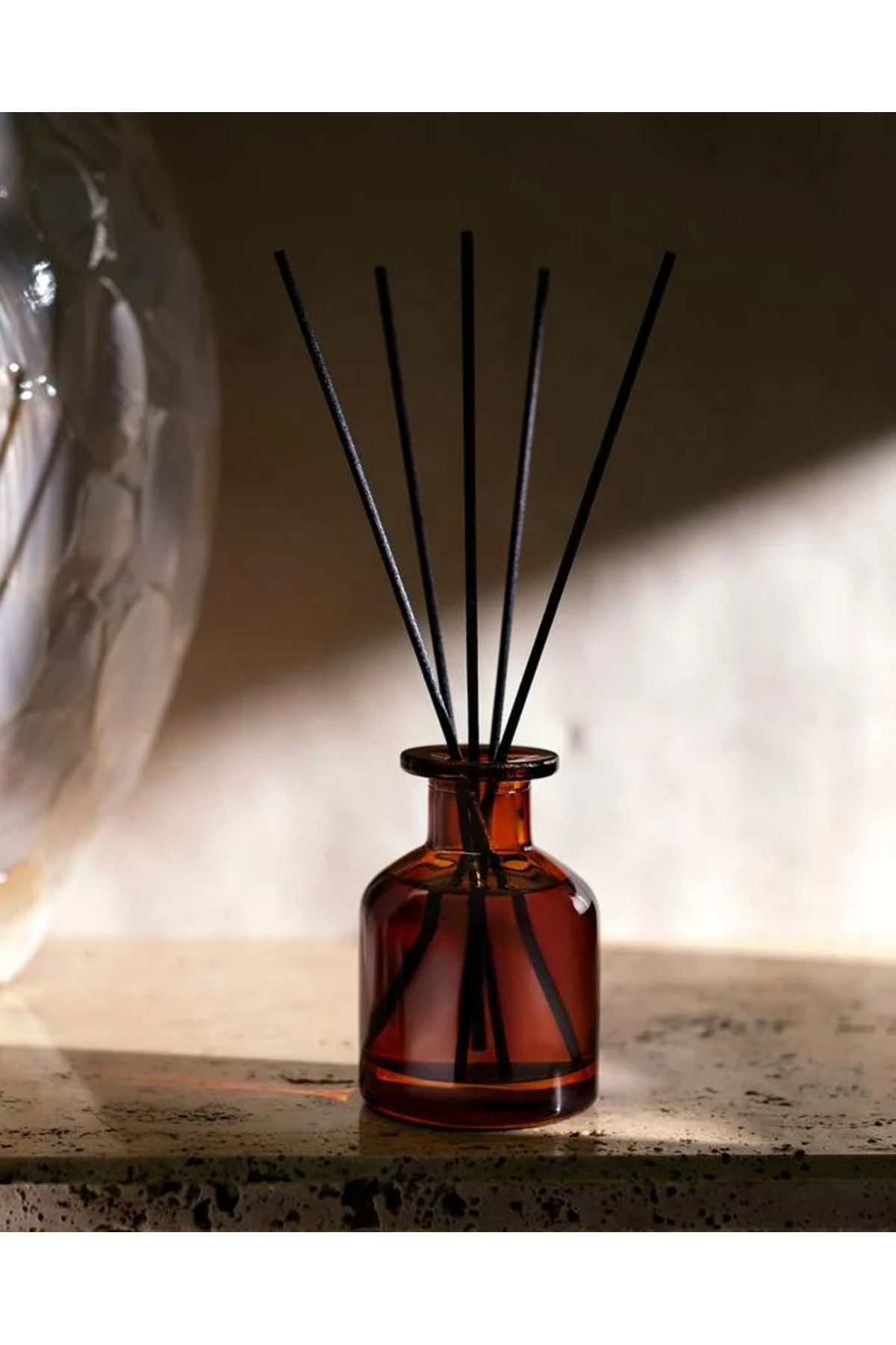 junibeliw Koku Giderici Çubuklu Oda Tuvalet Kokusu Beyaz Çiçekler 100ml Dekoratif Amber Silindir Şişe Vazo
