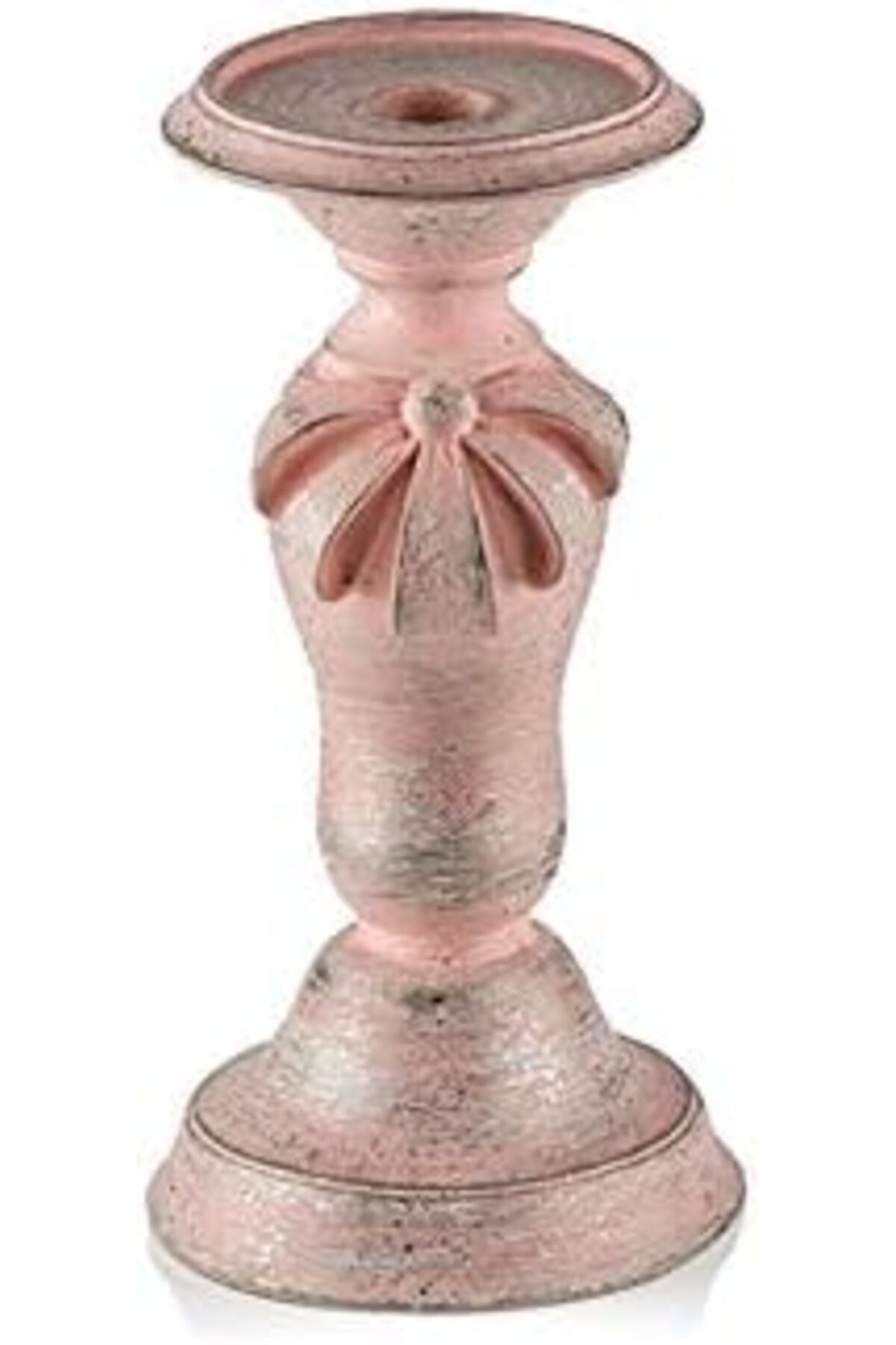Mu Art Ahşap Mrt Pembe Kurdeleli Küçük Mumluk, 23x12 Art 871301