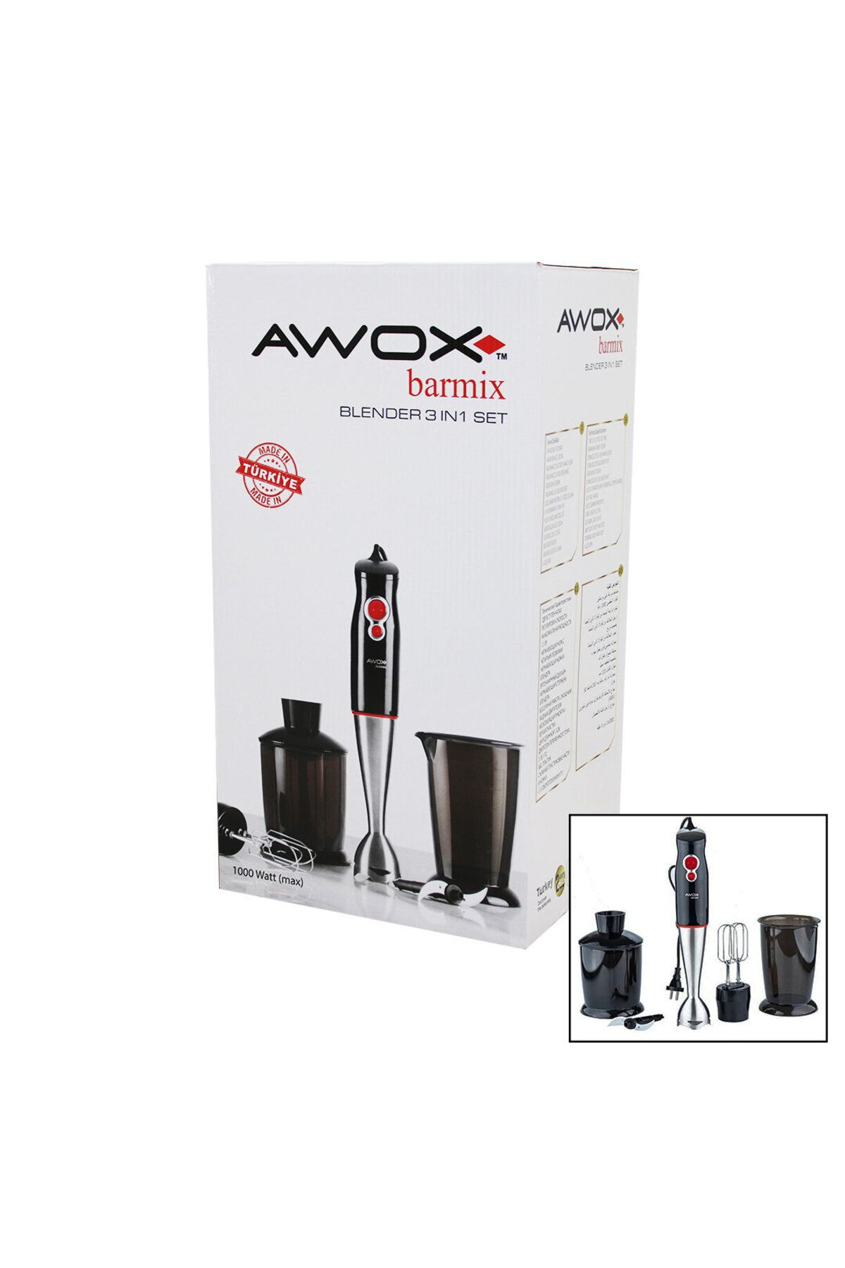 STOREMAX SRT AWOX BARMİX 3İN1 BLENDER SETİ ÇELİK 2Lİ MİKSER ÇELİK RONDO BIÇAK ÇELİK 4 KANA