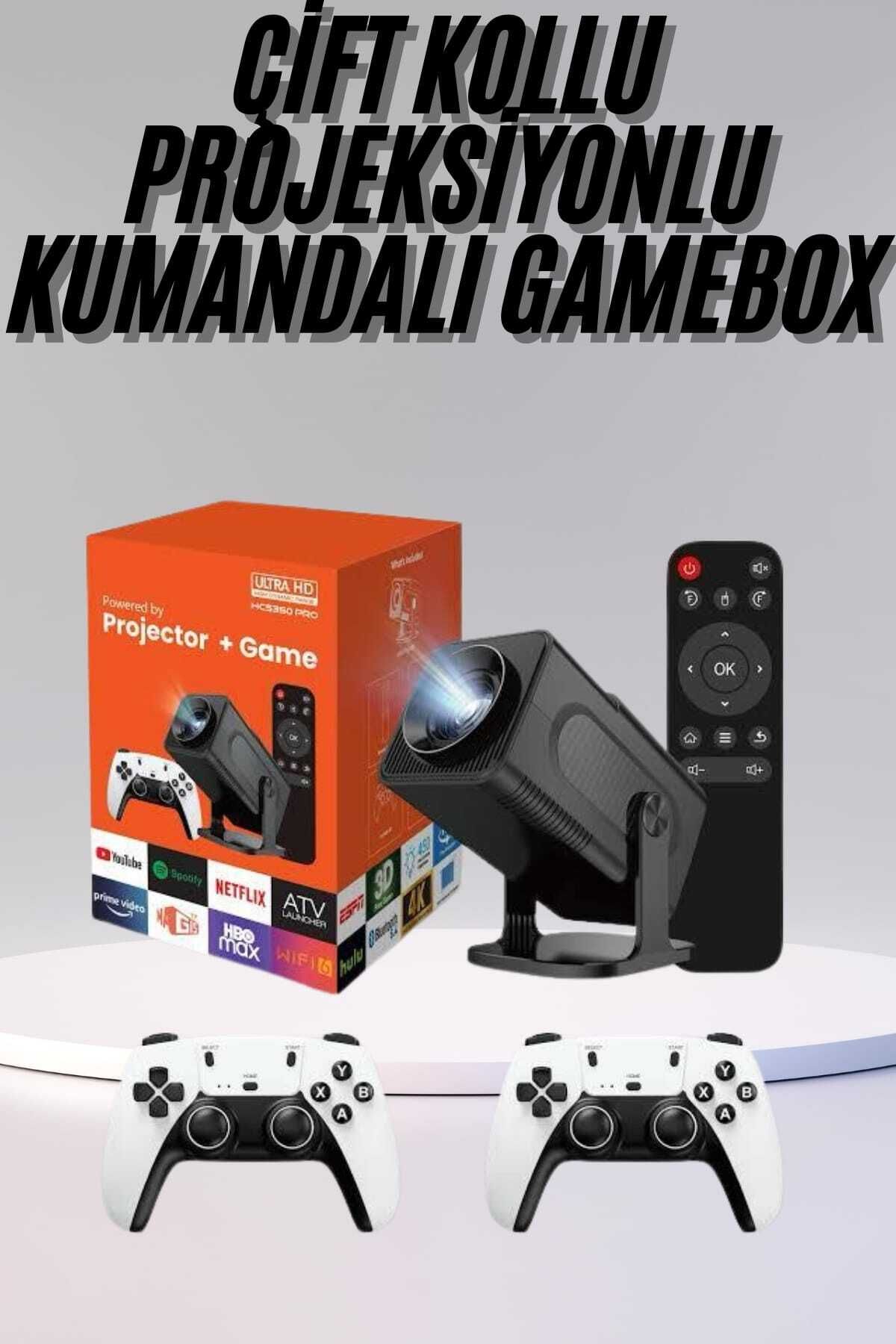 nerede bulurum Çift Kollu Game Box Projeksiyon Cihazı Kumandalı Android Tv Dahili Hoparlör