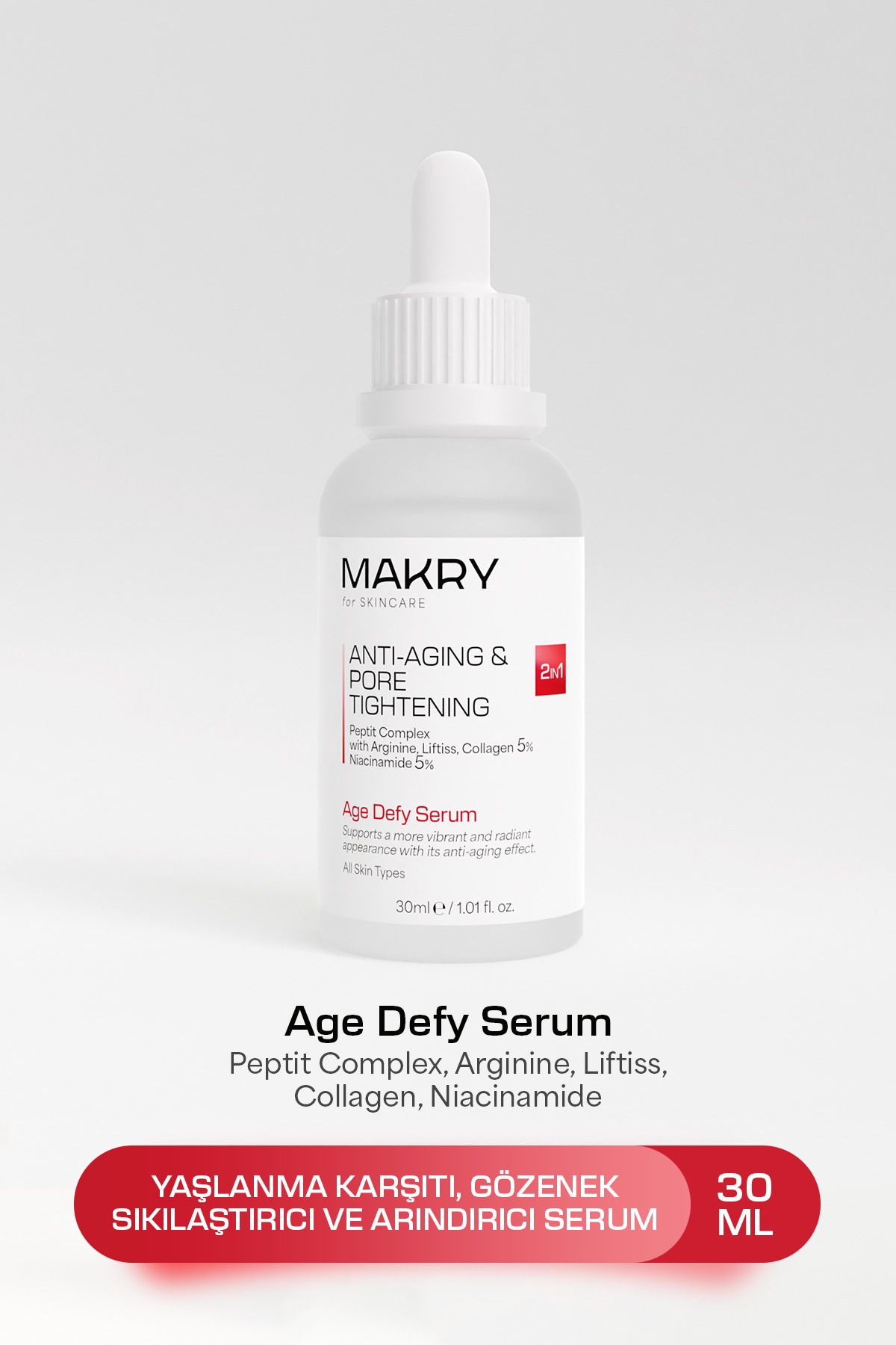 Makry Yaşlanma Karşıtı, Gözenek Sıkılaştırıcı ve Arındırcı Cilt Bakım Serumu 30 ML (Collagen, Niacinamide)