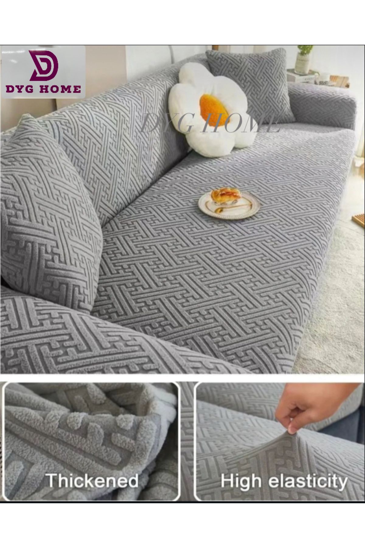 dyg home Husa Pentru Scaune Jacquard Pentru 3 Persoane Husa Pentru Scaune Pentru Canapea Extensibila - Mărime unică