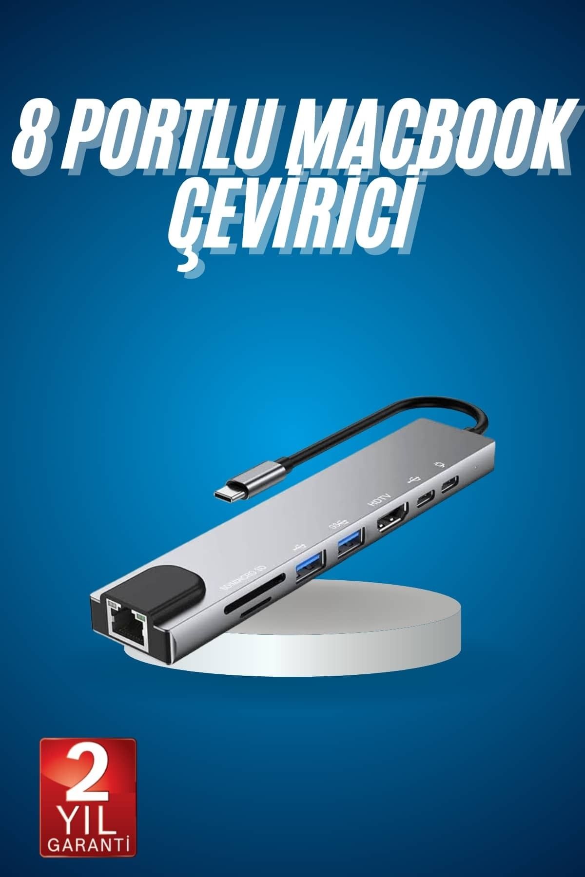 nerede bulurum 8 Port Çoklayıcı Macbook Ile Uyumlu Çoğaltıcı Type-C dönüştürücü TF SD kart