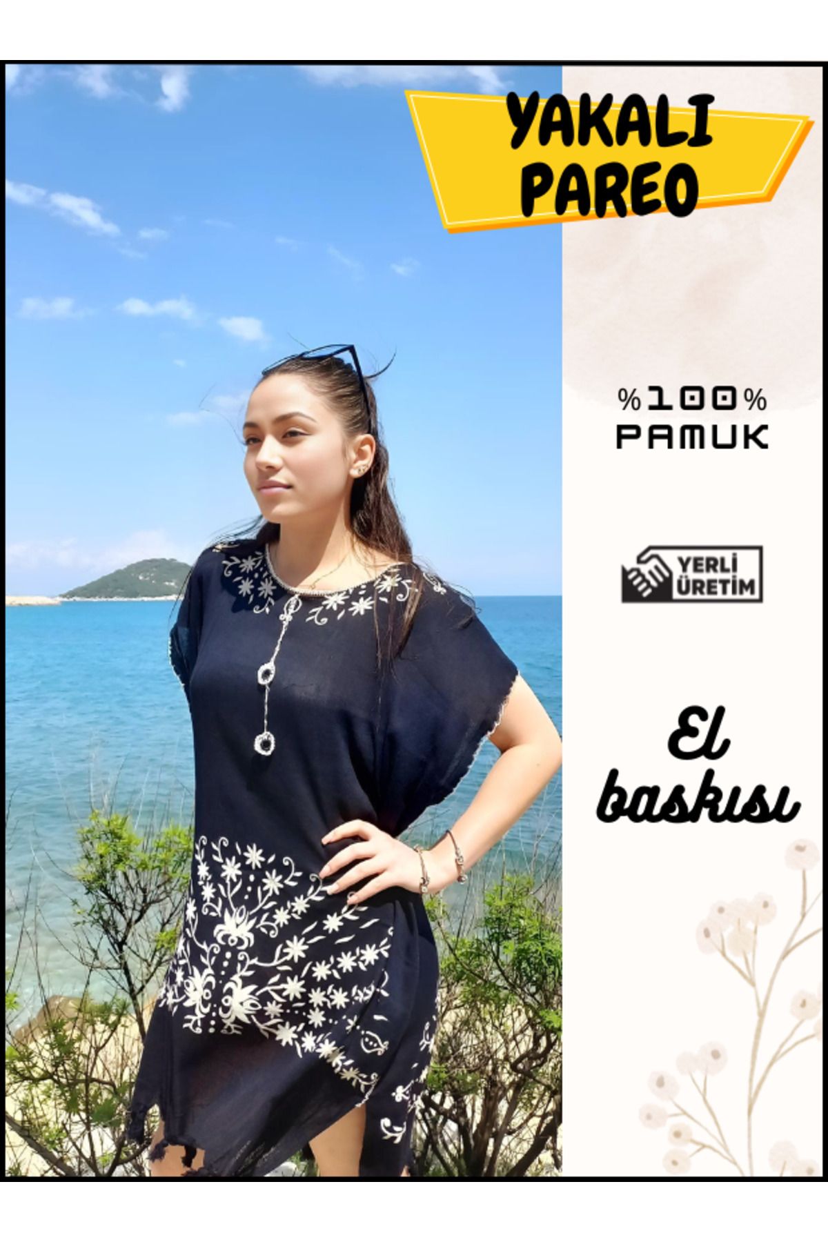 RENGARENK Yakalı Pareo Plaj Elbisesi