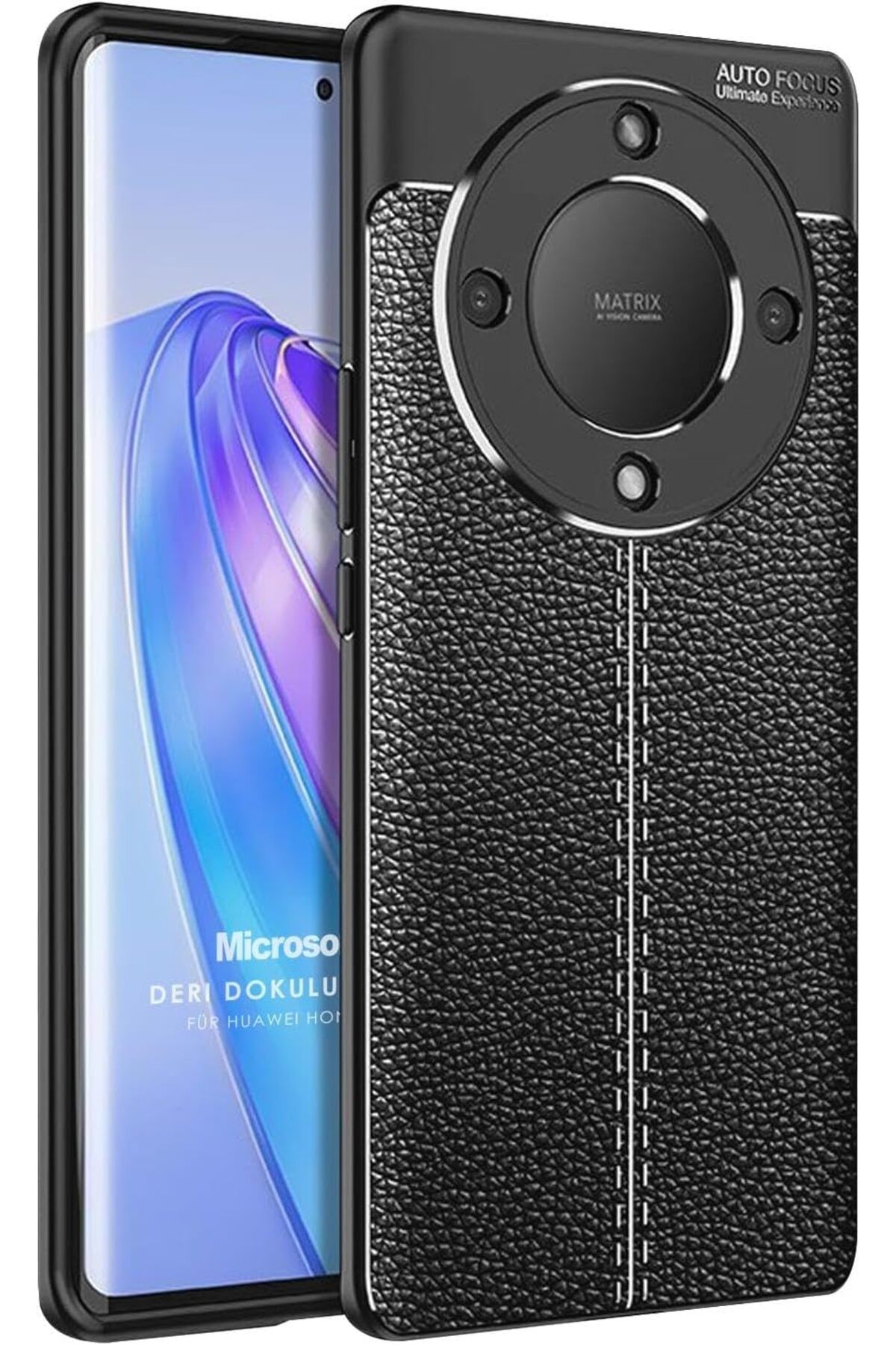 LUXE Honor X9A için Kılıf Deri Dokulu Silikon Siyah [Honor X9A ile Uyumlu Kılıf - Siyah] LXSHP 1055