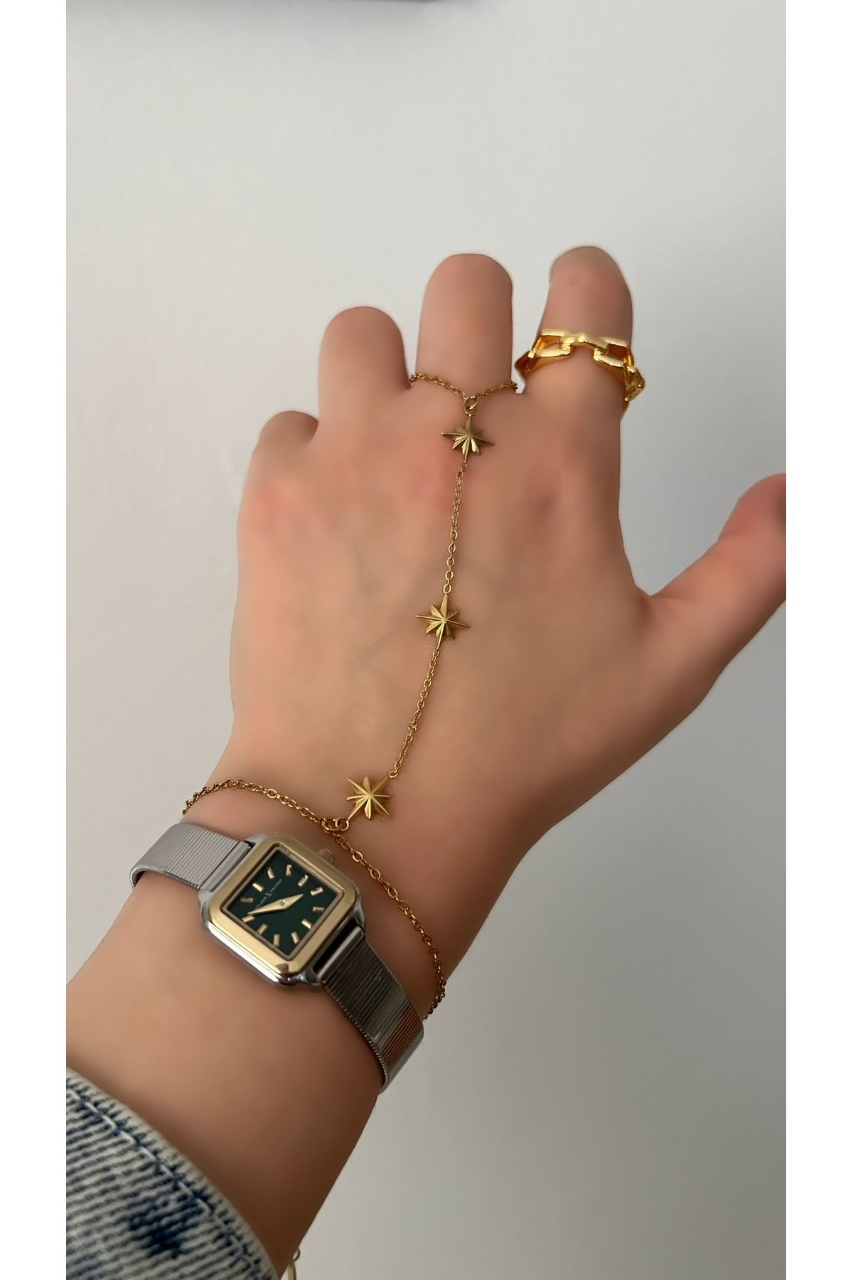 SU PERİSİ TAKI BİJUTERİ Çelik Gold Kuzey Yıldızı Detaylı Şahmeran
