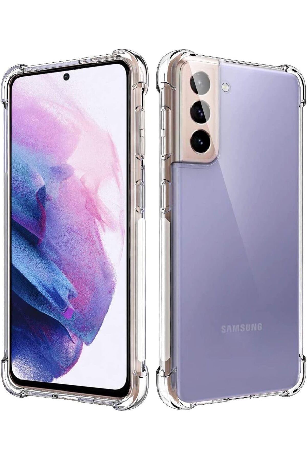 STOREMAX ELZ İletişim Galaxy S21 ile uyumlu ile Uyumlu Kapak Şeffaf Airbag Antishock Köşe Korumalı Sil