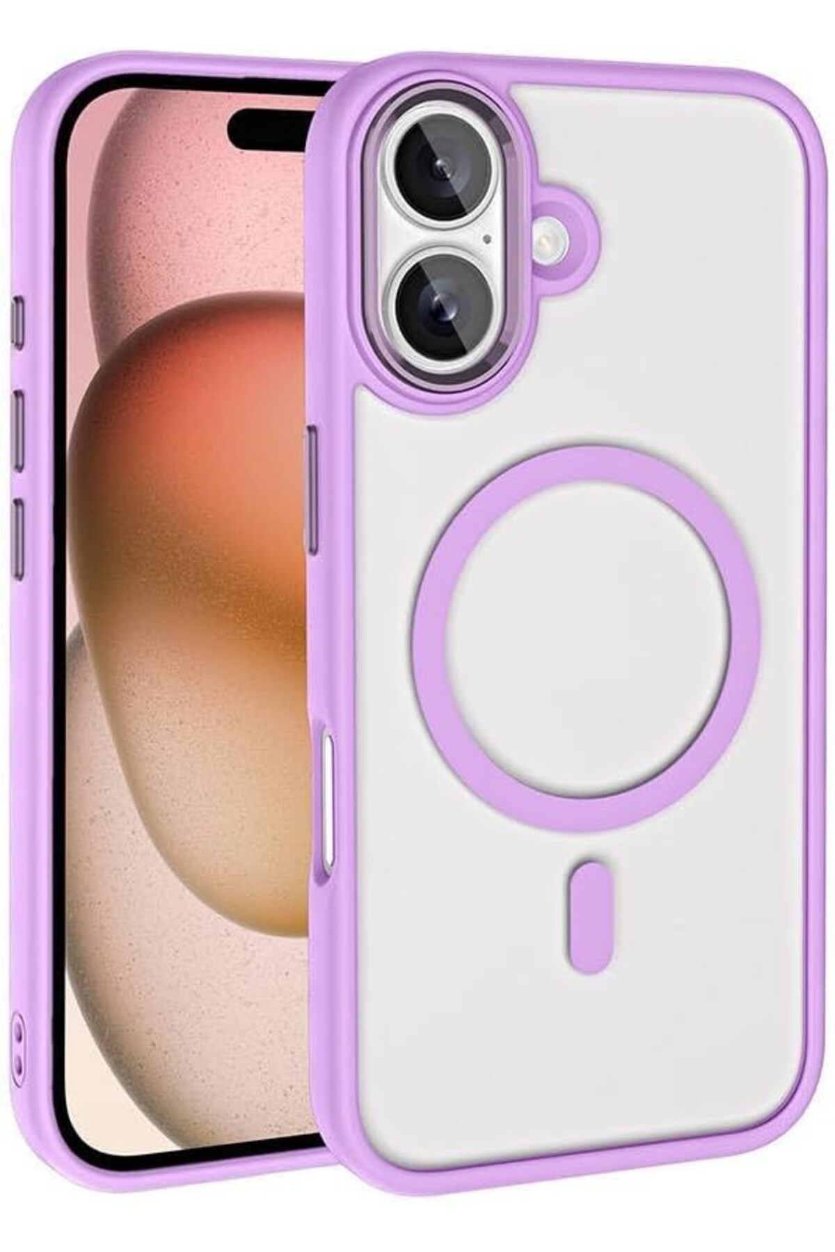 STOREMAX İle Uyumlu iPhone 16 Plus Kılıf Wireless Şarj Özellikli ZORE Krom Magsafe Silikon Kapak Pembe