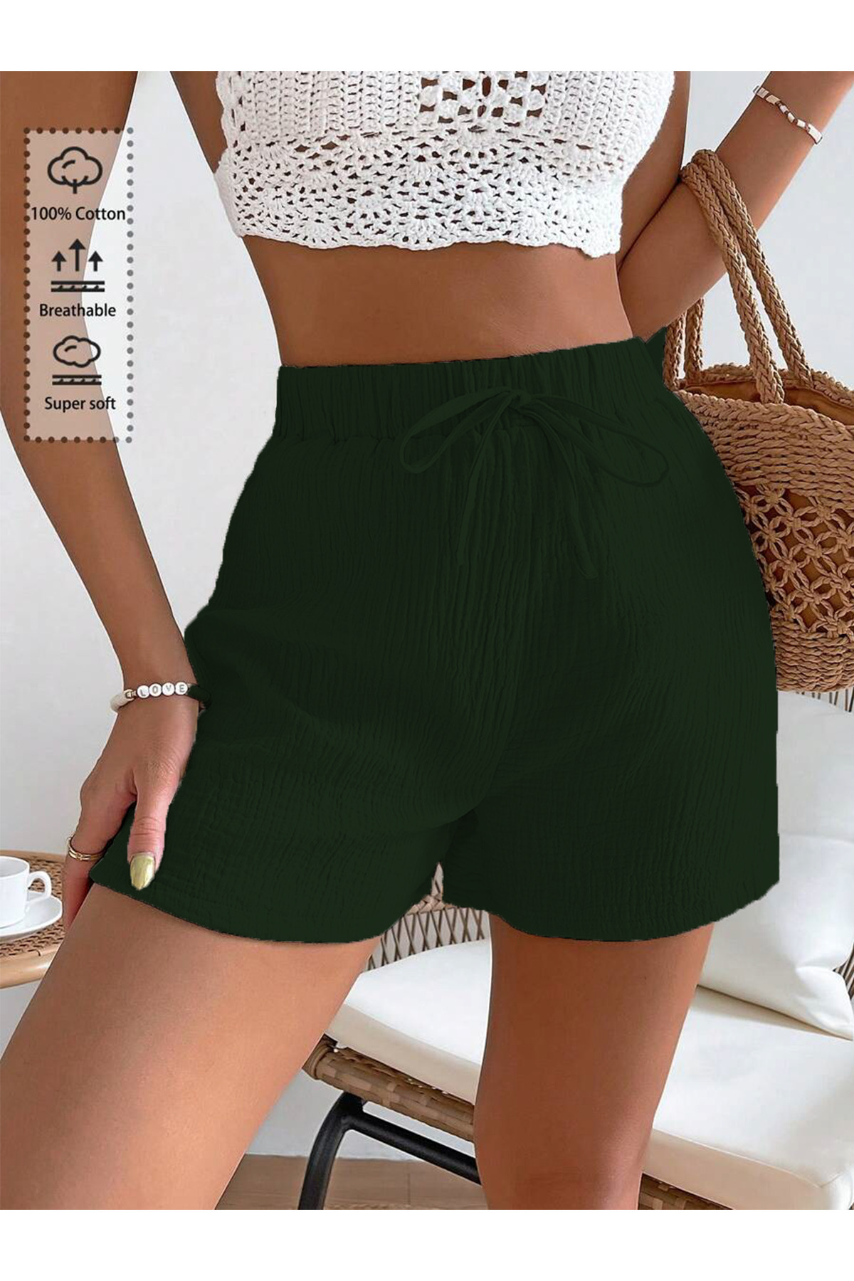 peelter-Women's Waist Tie Wrap Shorts 3
