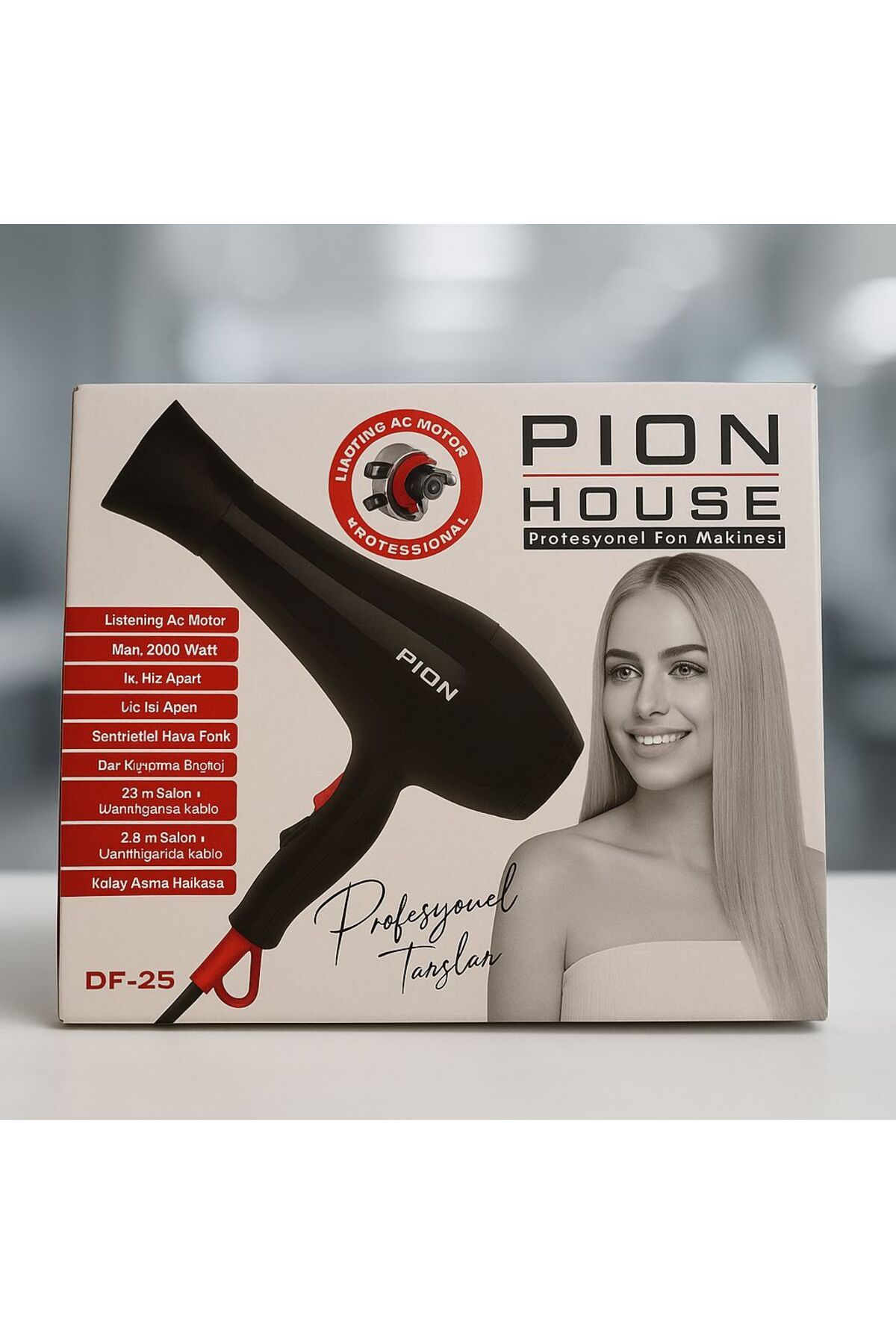 LOVE GO Pion House Profesyonel Saç Kurutma Fön Makinesi Yüksek Performanslı, Isı Ayarlı, Kuaför Tipi