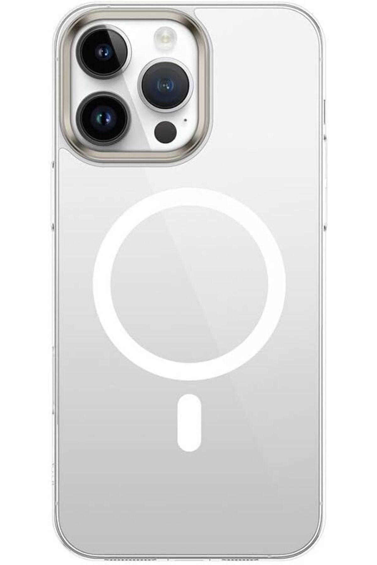 STOREMAX OZN İle Uyumlu iPhone 16 Pro Kılıf Magsafe Şarj Özellikli Şeffaf Cam Arka Yüzey ZORE G-Glass