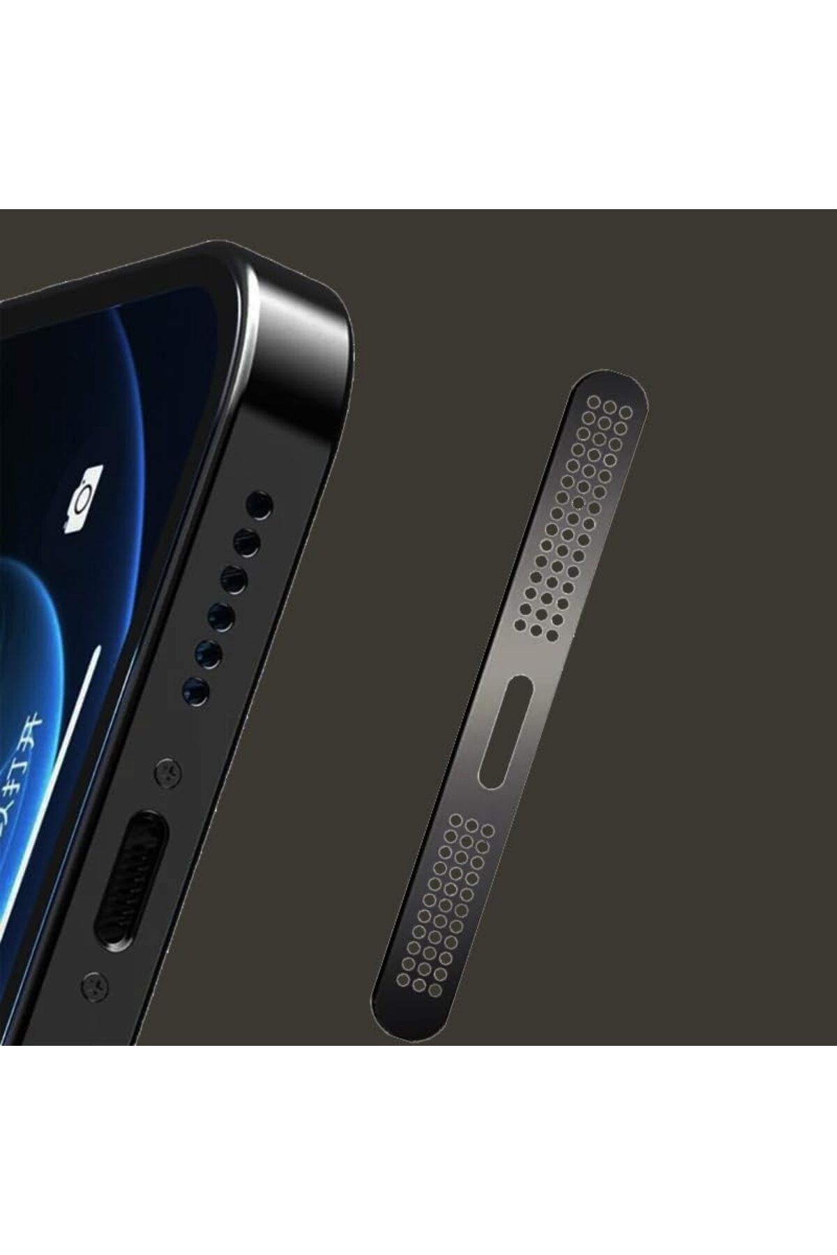 STOREMAX OZN iPhone 12, 13, 14, 15 Pro Max, Pro, Plus Uyumlu Metal Toz Geçirmez Sticker Kulaklık Hoparlör