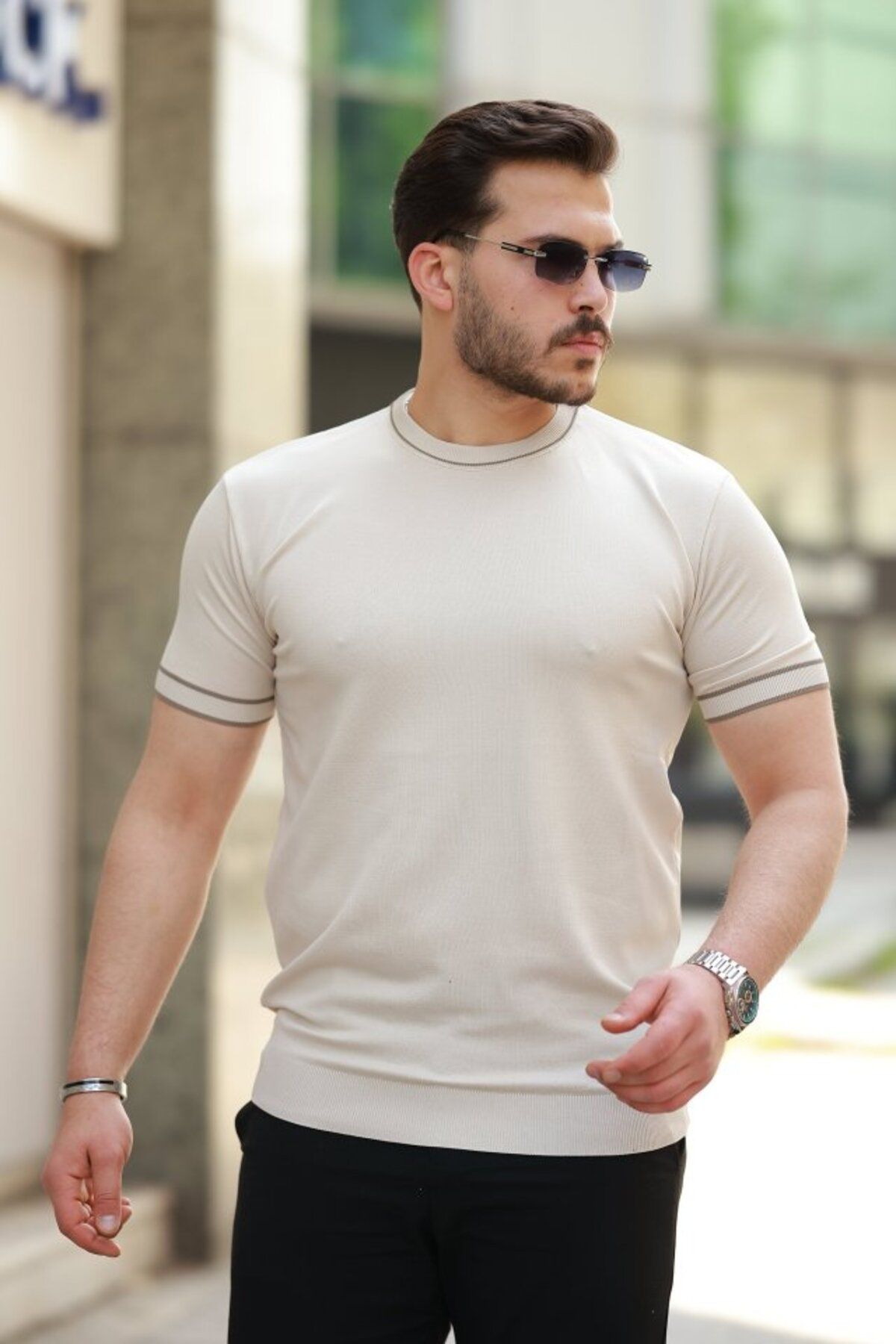 Modayakamoz Yeni Sezon Erkek Bisiklet Yaka Ribanalı Kısa Kollu Tshirt