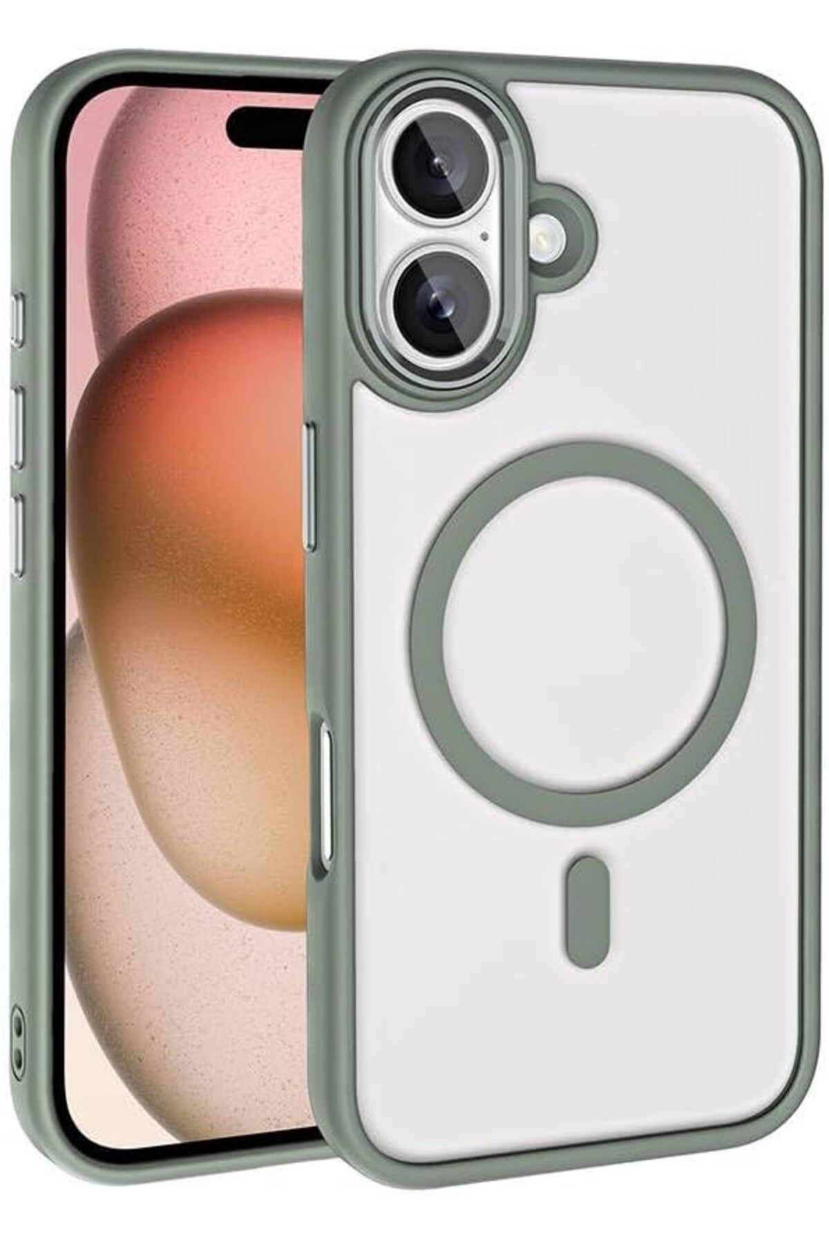 STOREMAX İle Uyumlu iPhone 16 Kılıf Wireless Şarj Özellikli ZORE Krom Magsafe Silikon Kapak Titanyum-Gr