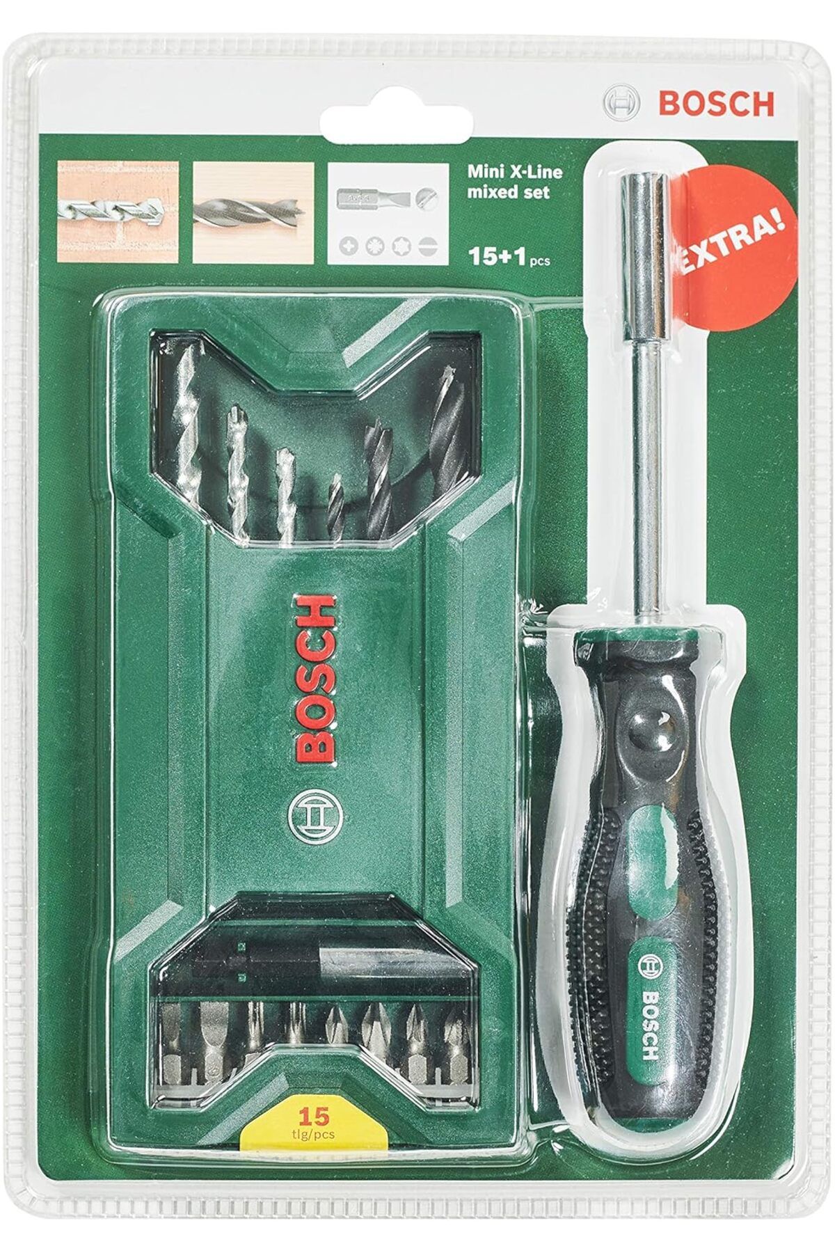STOREMAX Home and Garden 15 + 1 parça Mini X-Line karışık set + tornavida (ahşap ve taş için, matkap/
