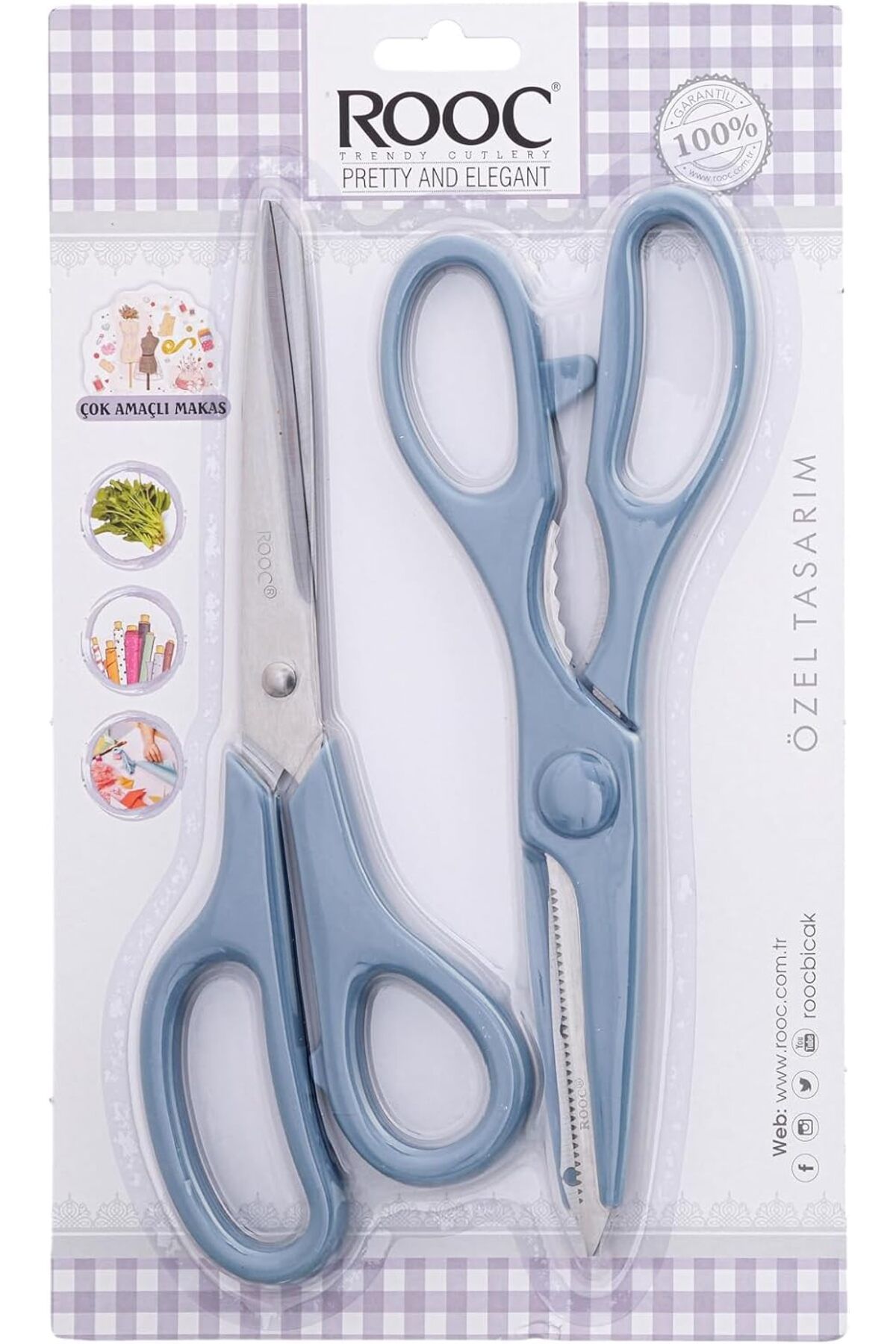 STOREMAX Premium Serisi Ergonomik Saplı Çelik Gıdaya Temasa Uygun 2'li Mutfak Makası, Mavi TrendBazaar 1