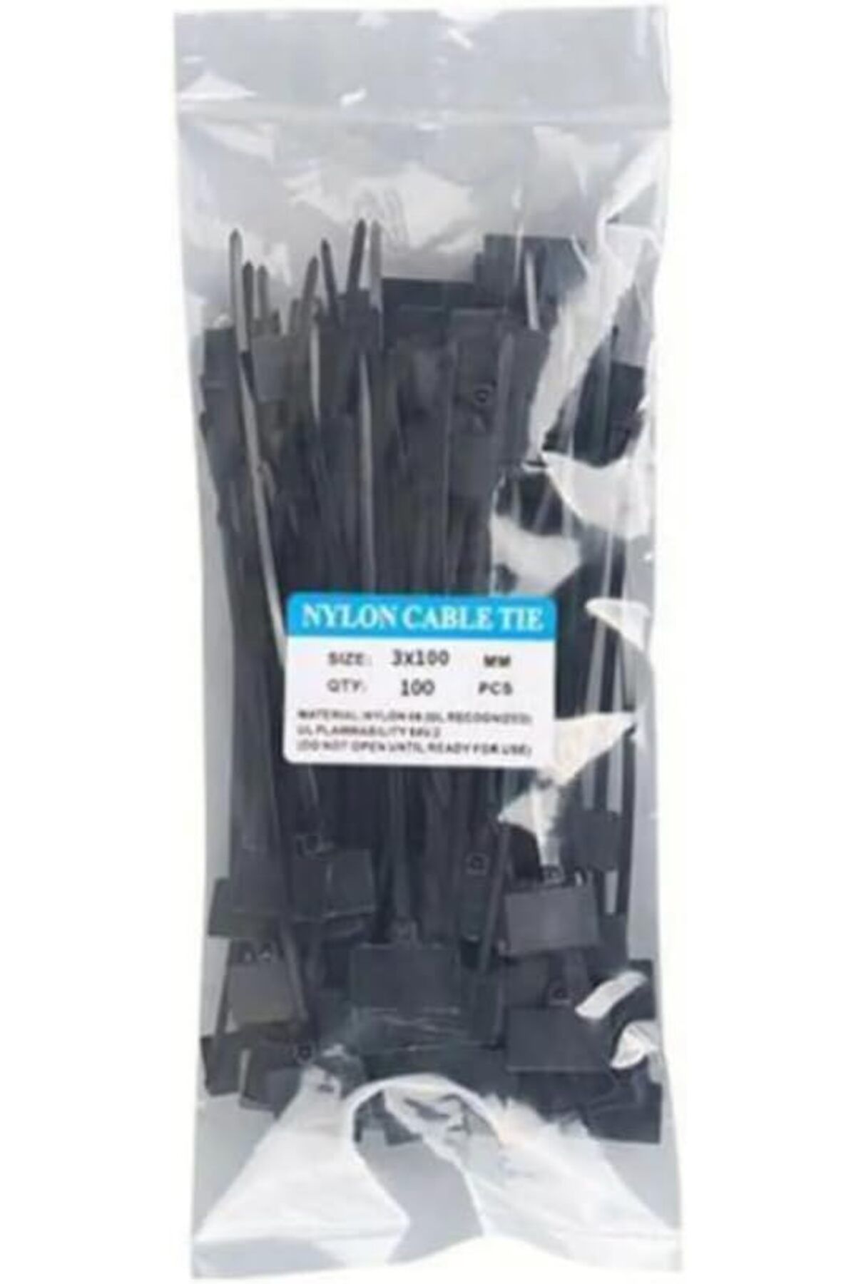 LUXE 100 Adet Siyah Etiketli Elektrik Kablosu Kablo Bağı Klips Plastik Cırt Cırt Kelepçe 100x3mm (S