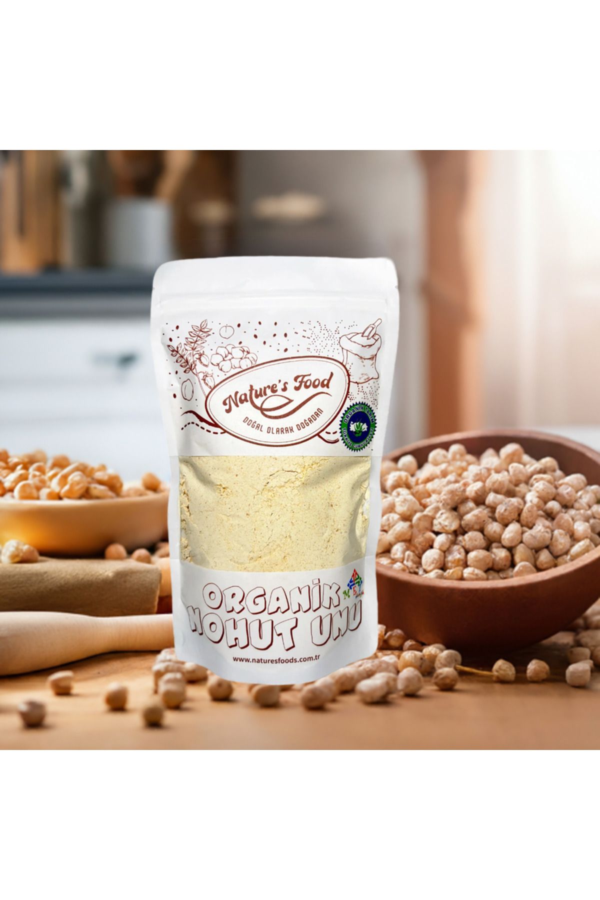 NATURES FOOD Organik Nohut Unu 500gr Pestisit Analizli Organik Sertifikalı