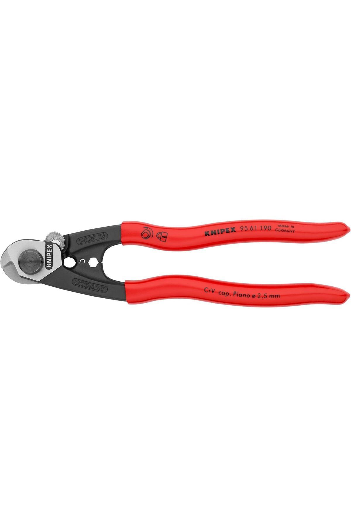 STOREMAX SRT Plastik Kaplamalı Dövme Knipex Tel Halat Makası 190mm 95 61 190, Kırmızı FxYM 1126906