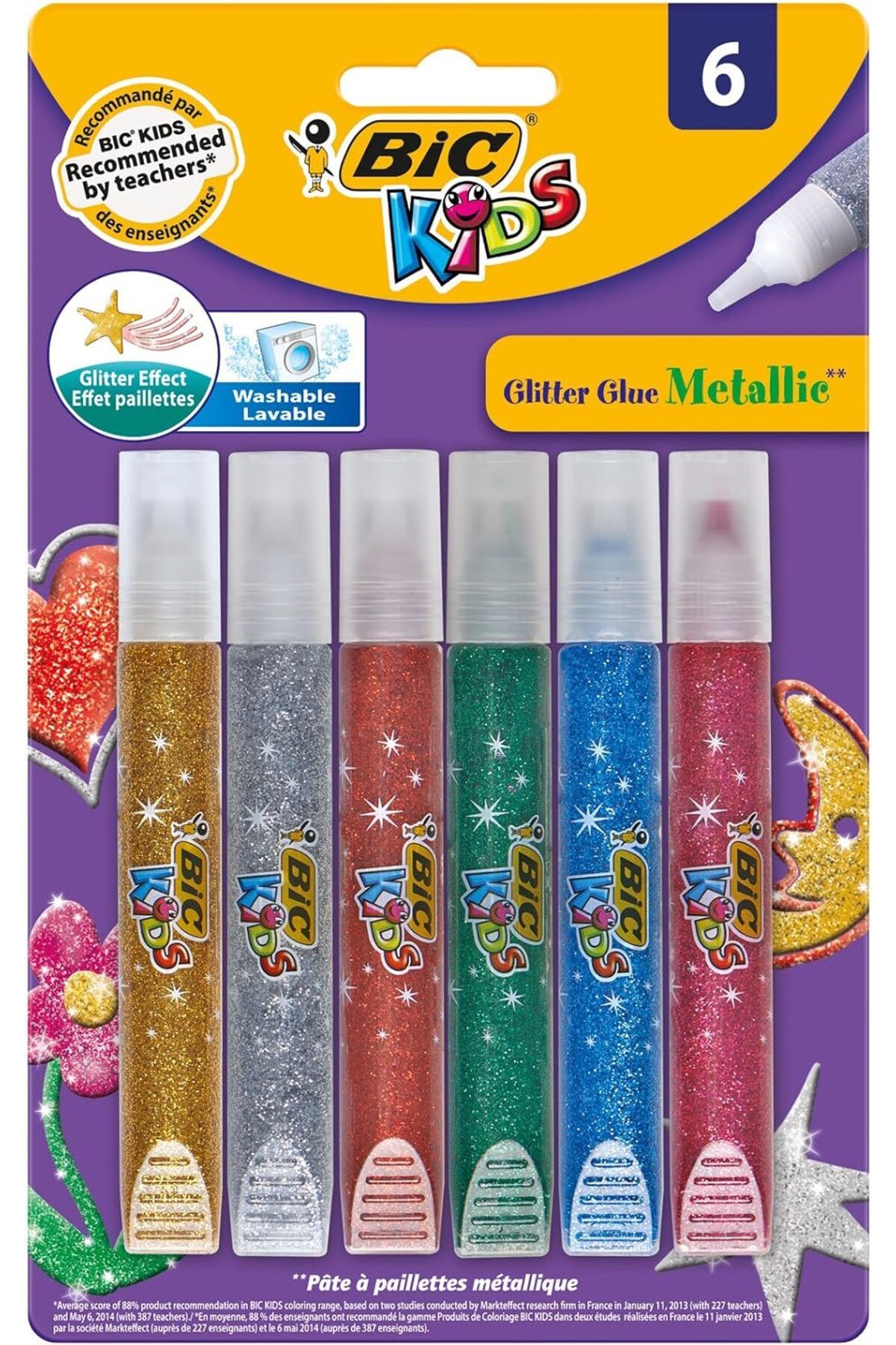 Mu Art Ahşap Mrt Kids Metalik Simli Yapıştırıcı 6'lı Blister, Su Bazlı Simli Yapıştırıcı, Çoğu Kuma