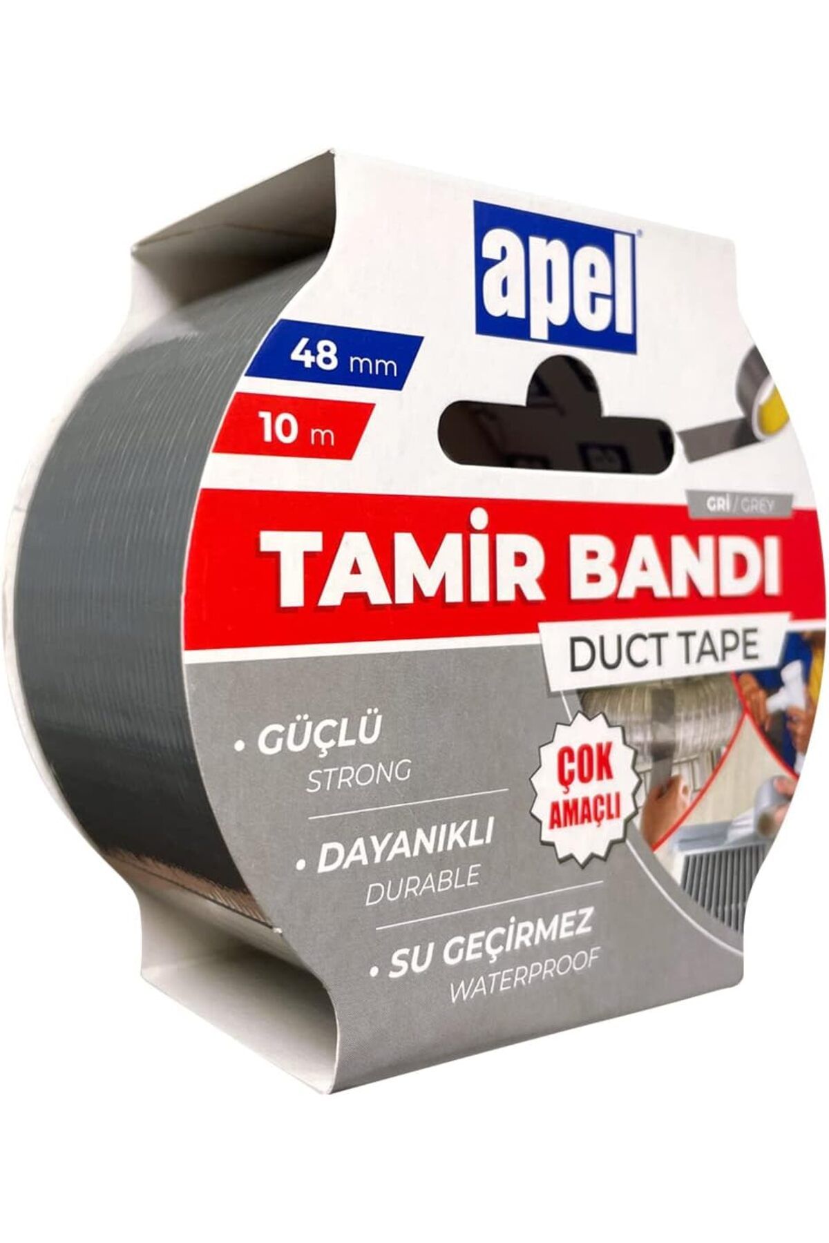 Mu Art Ahşap Mrt Tamir Bandı (Duct Tape) Askılı Karton 48 mm x 10 m Gri Art 871301