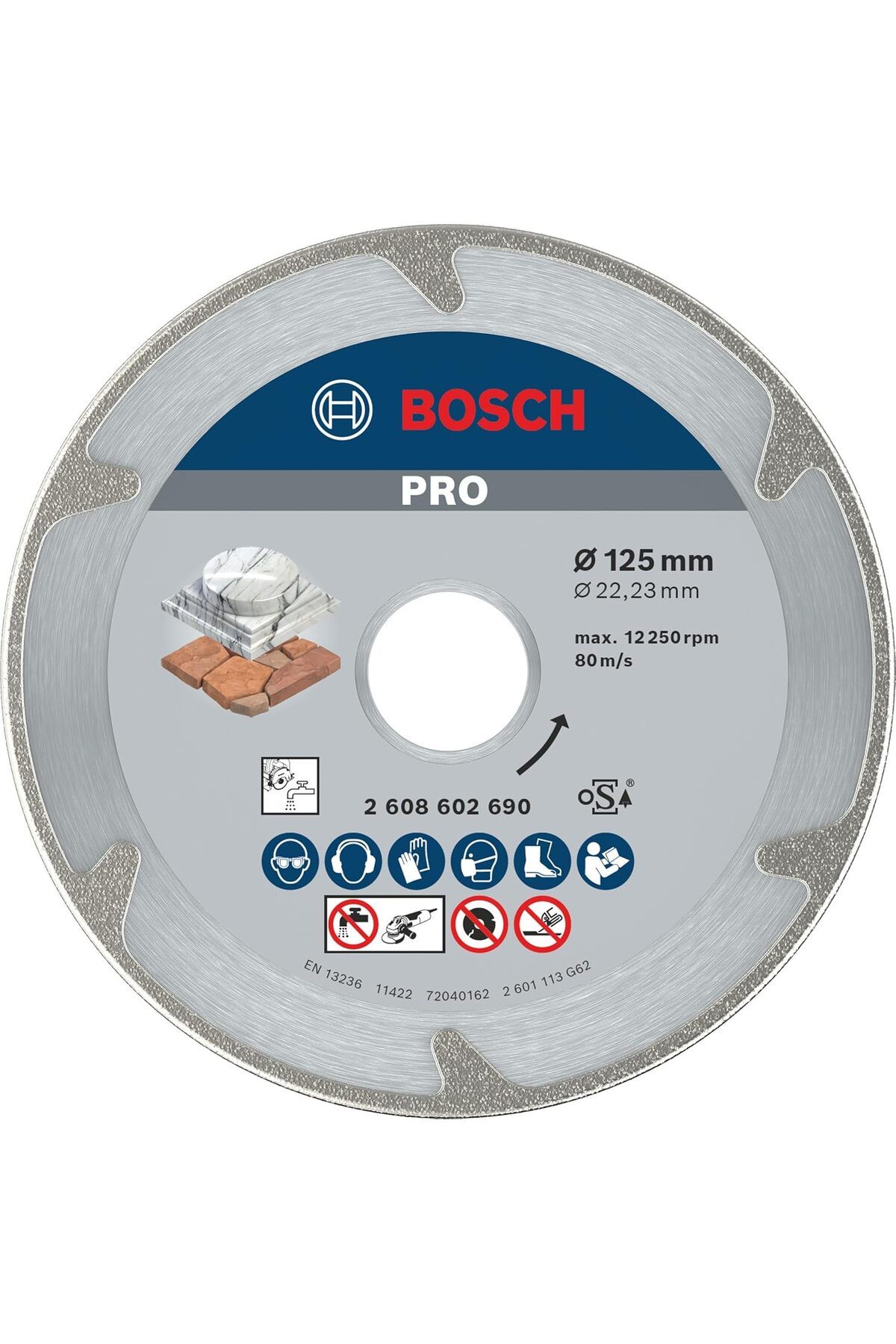 STOREMAX ELZ Professional Accessories Elmas Kesme Diski Marble, 125 x 22,23 x 2,2 x 3 mm, 2608602690 için En