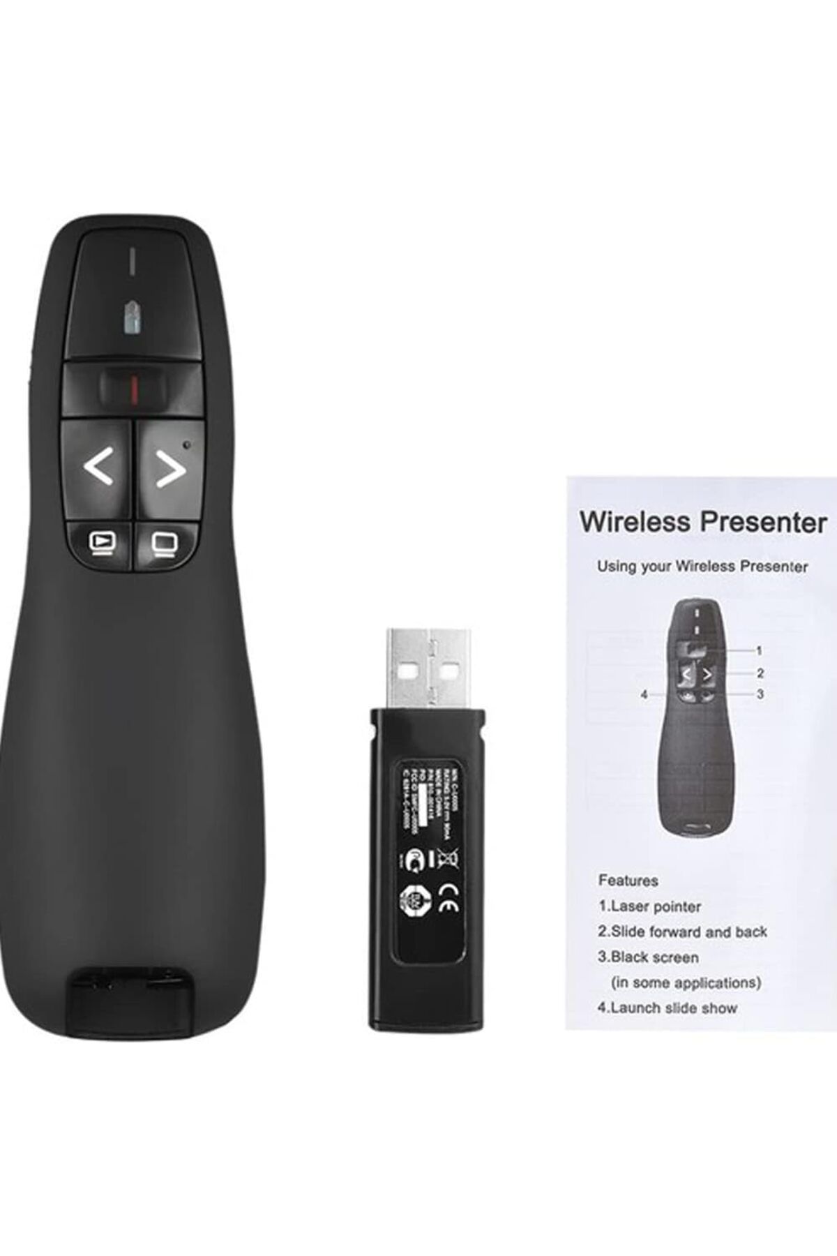 Mu Art Ahşap Mrt Kablosuz Lazer Sunum Kumandası USB Alıcılı 2,4 GHz Powerpoint Sunumu Ppt Flip Pen Pointer Cl