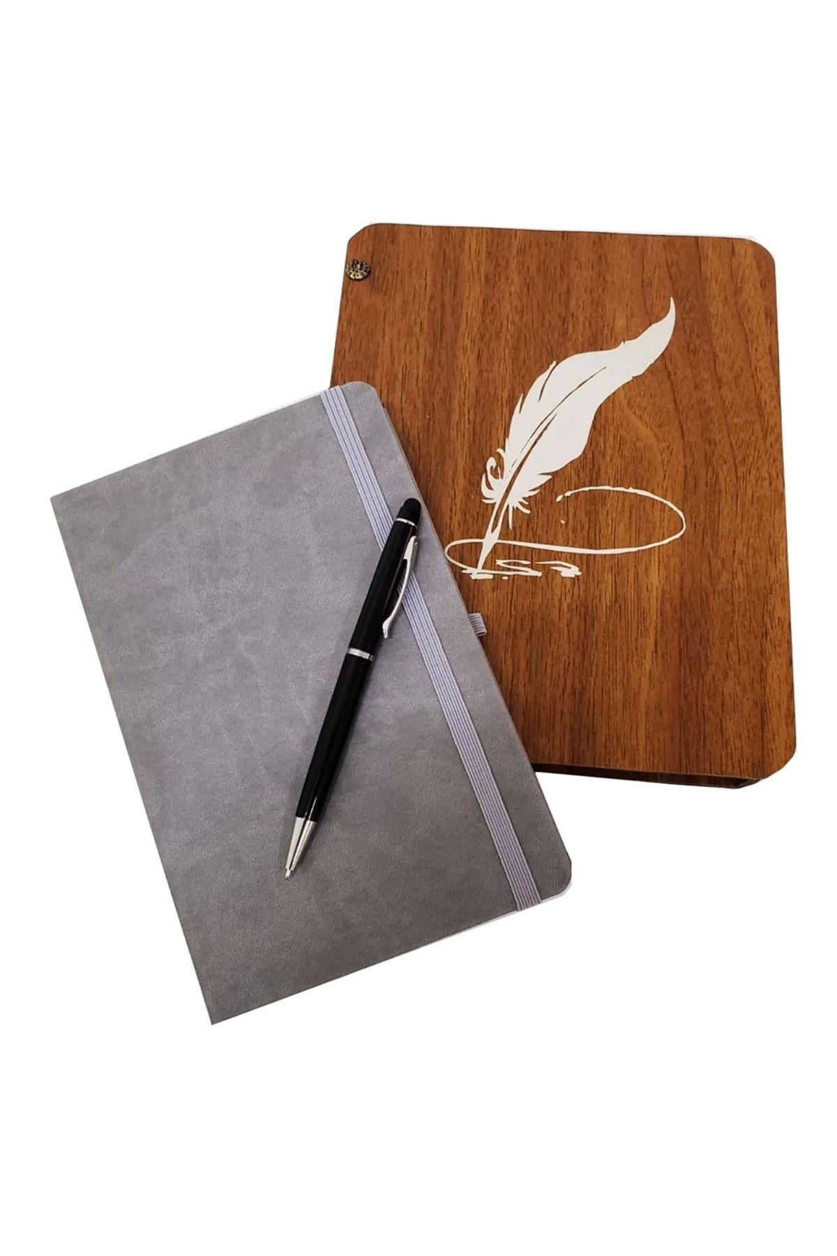 YNT İthalat Hediyelik Metal Kalem Ve Çizgili Deri Defter